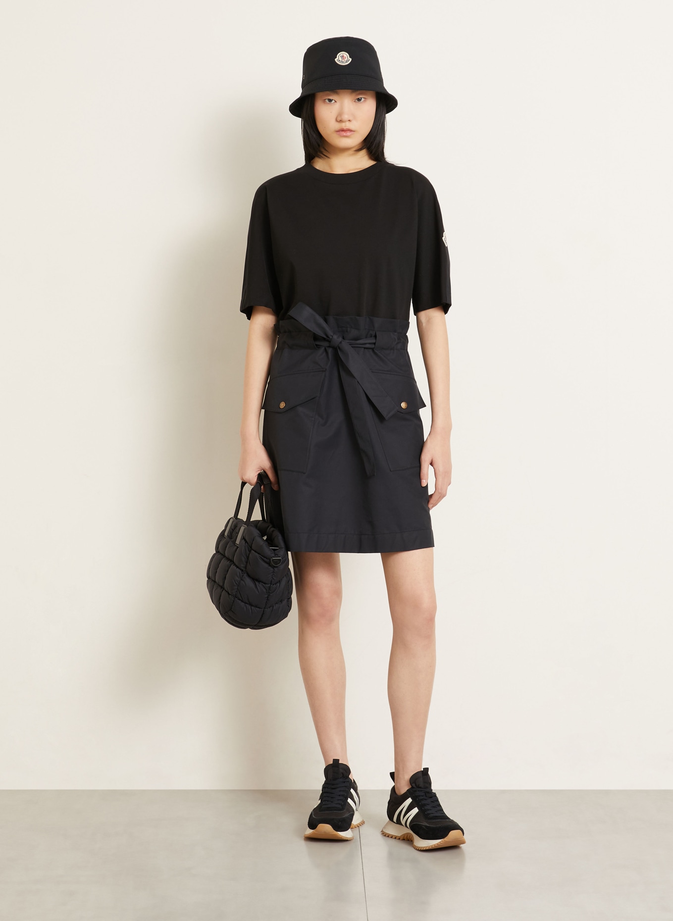 MONCLER Kleid im Materialmix: SCHWARZ