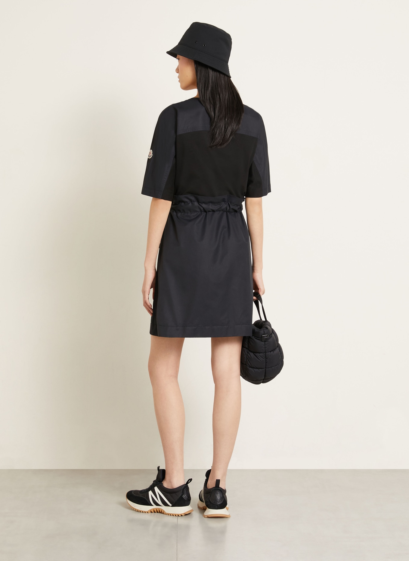 MONCLER Kleid im Materialmix: SCHWARZ