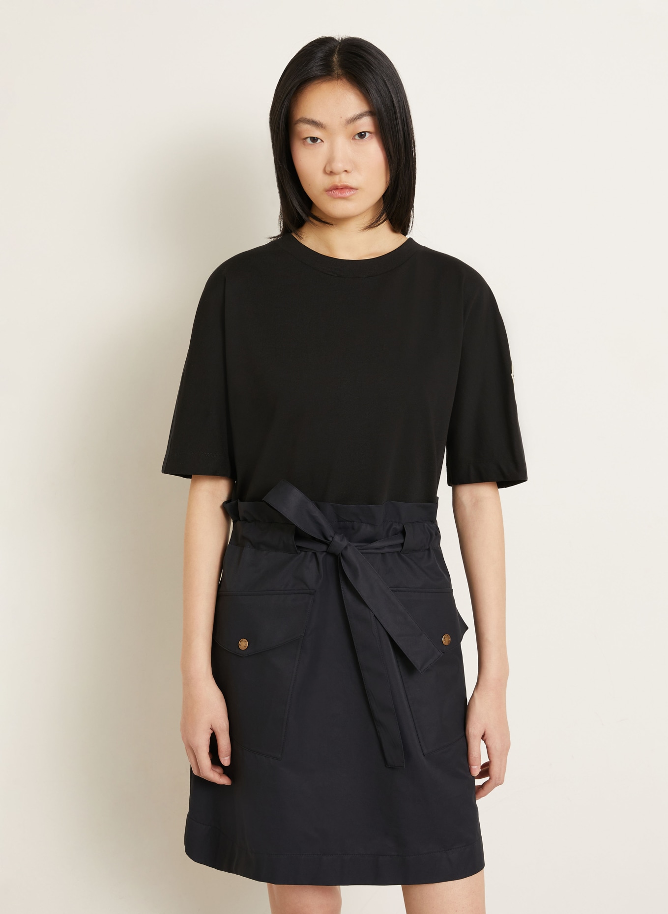 MONCLER Kleid im Materialmix: SCHWARZ