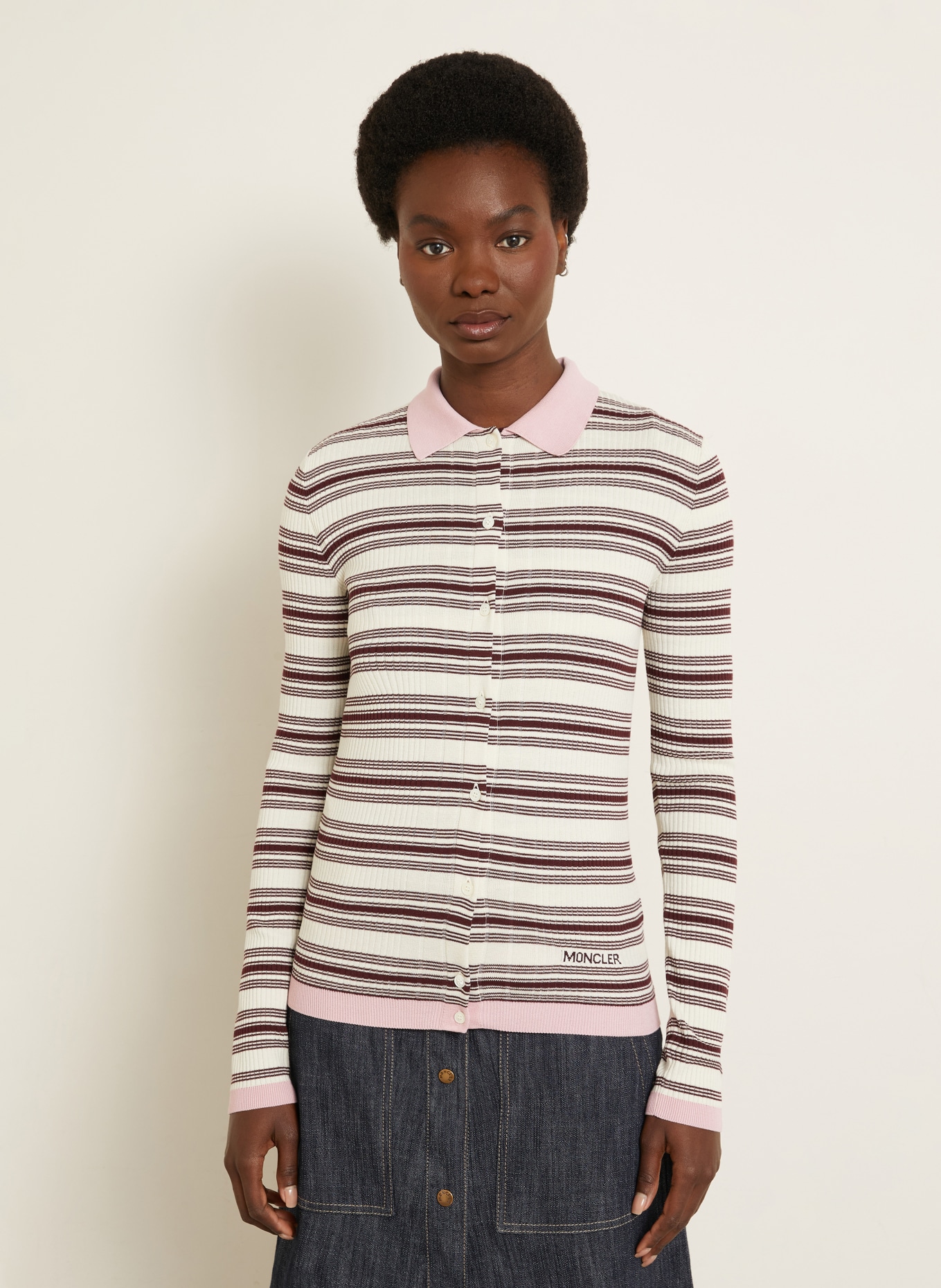 MONCLER vest: CRÈME / ROZE / DONKERROOD