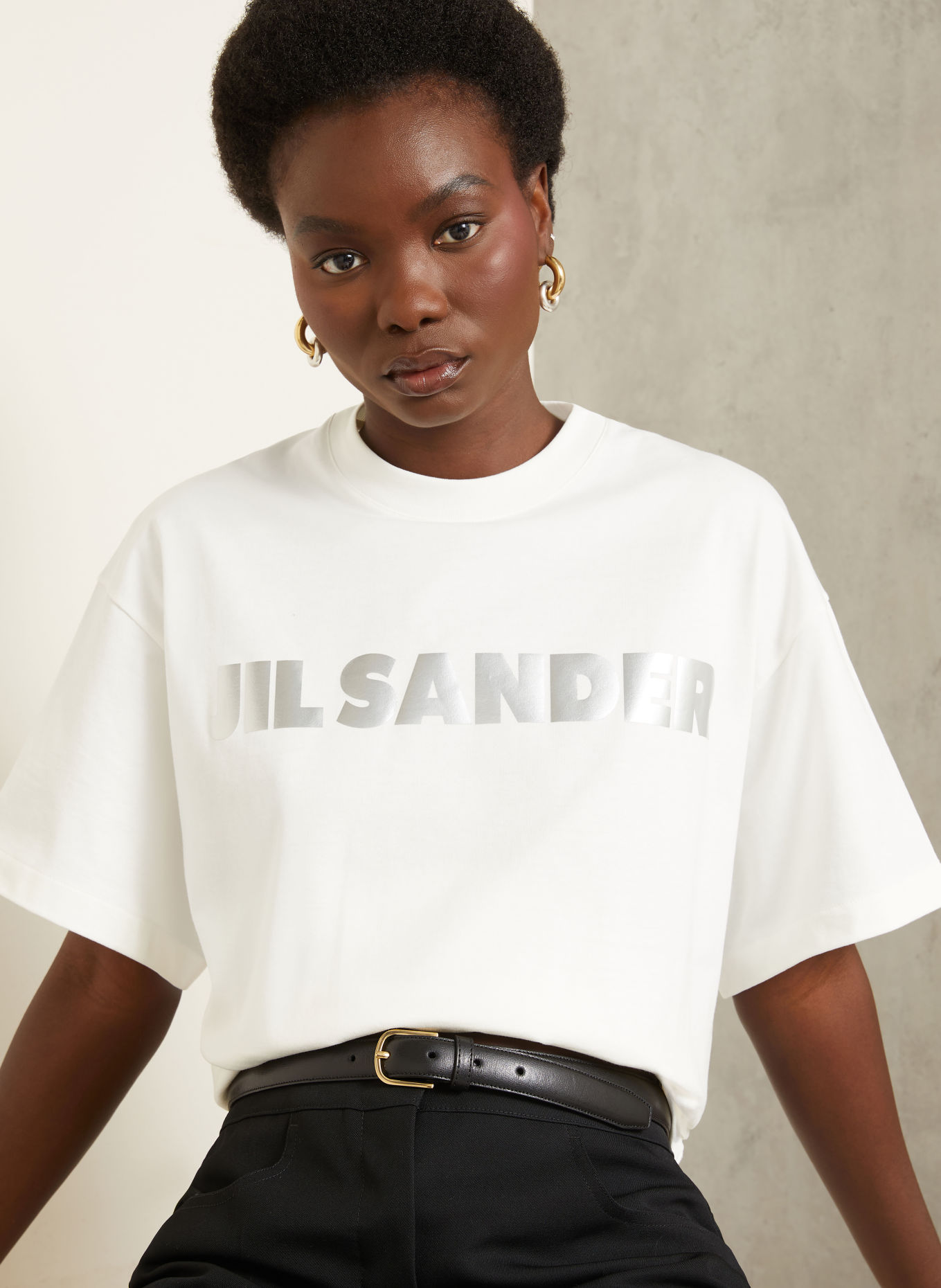 JIL SANDER Oversized-tröja: VIT / SILVER