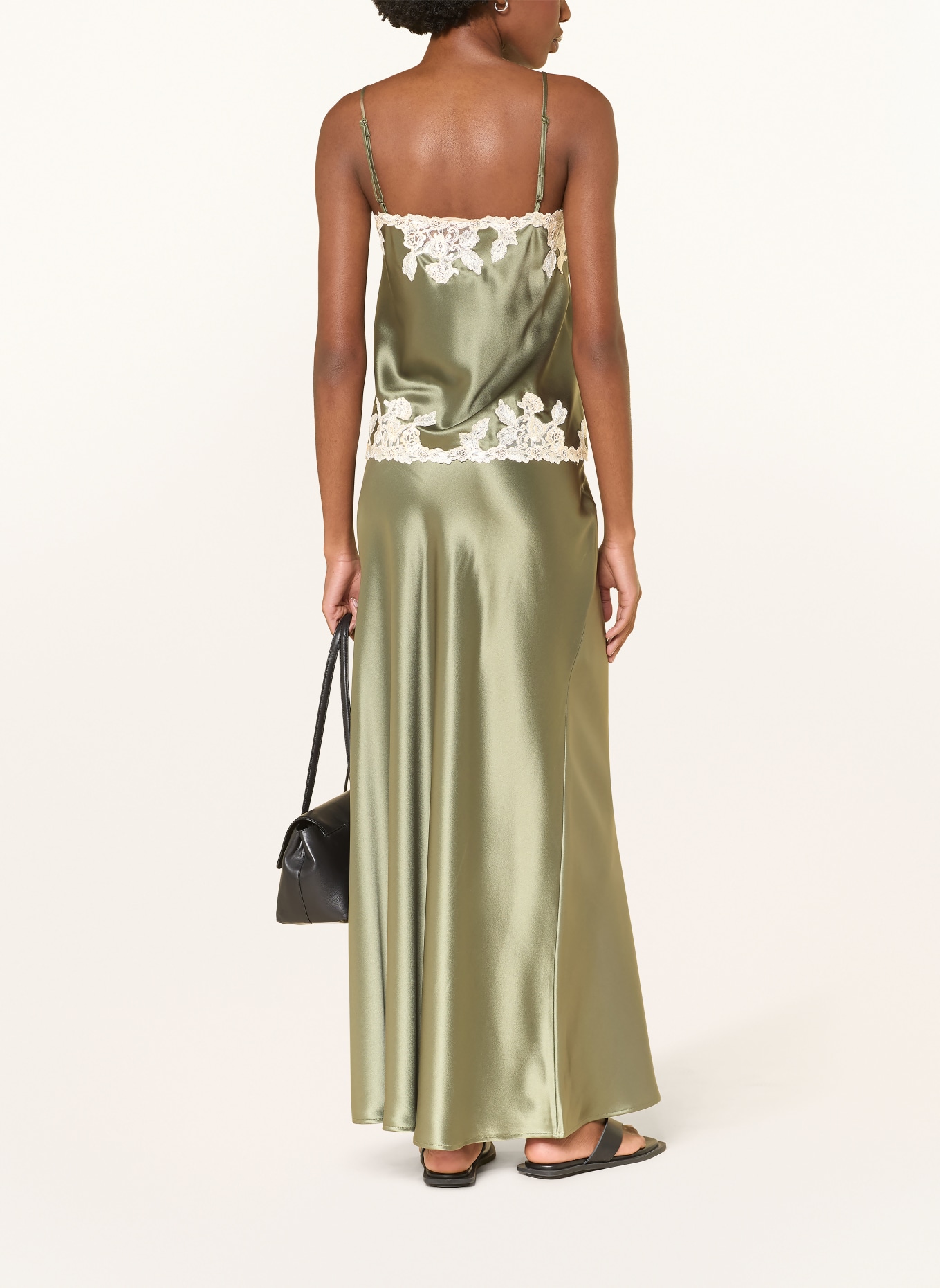 BY MALENE BIRGER Satintop MADELEINE mit Spitze: KHAKI / CREME