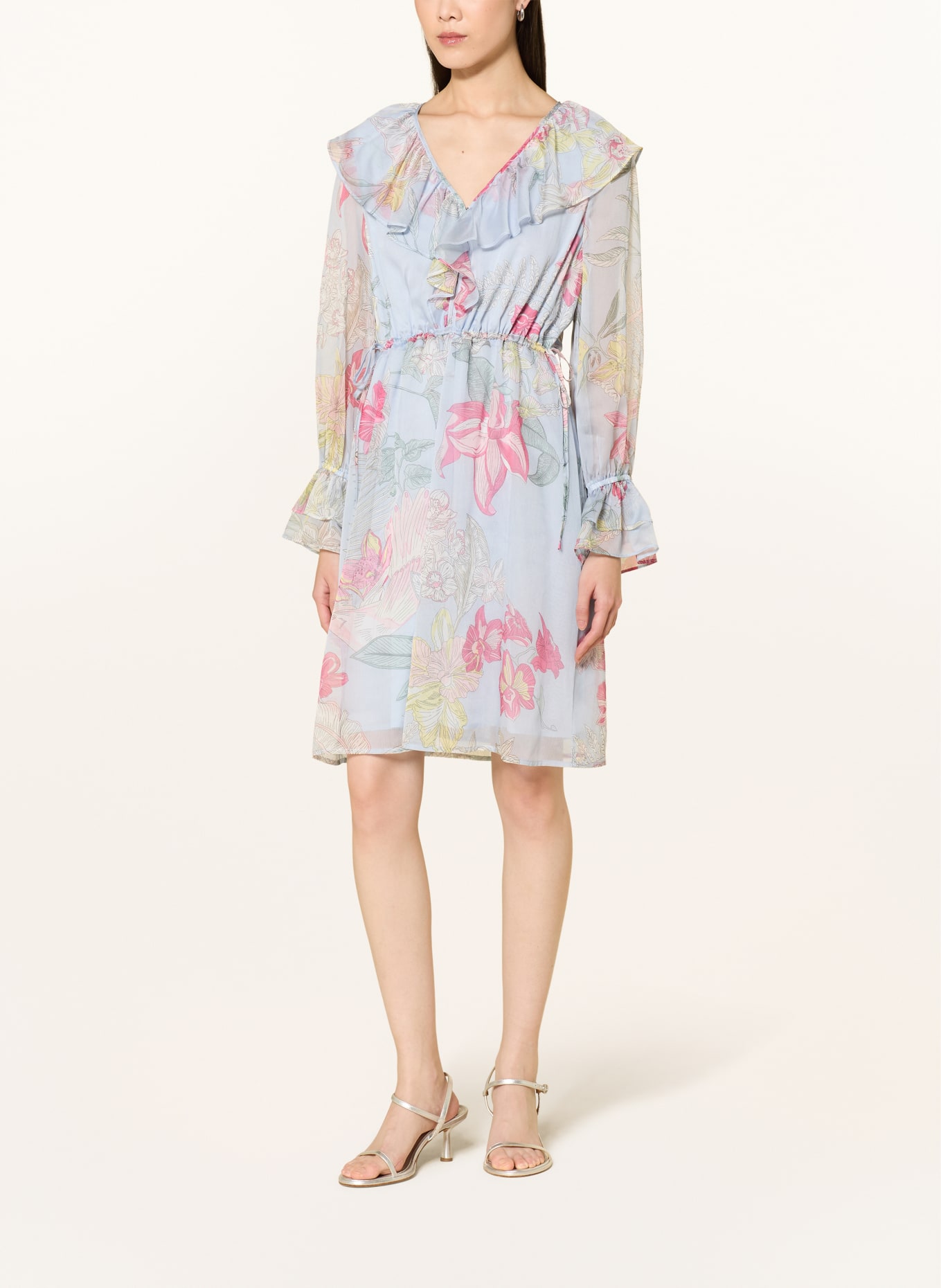 comma Kleid mit Volants: HELLBLAU / PINK / HELLGRÜN