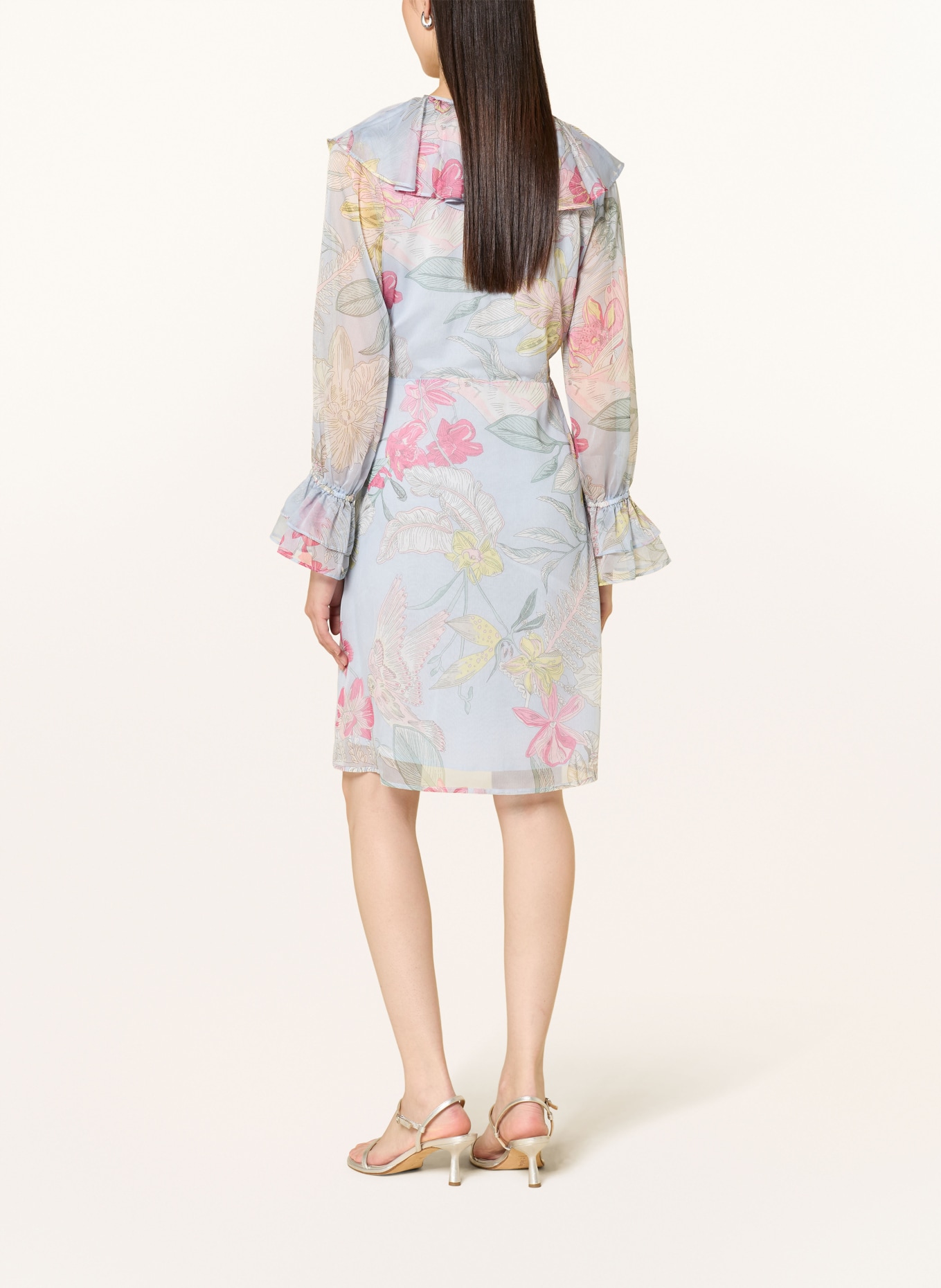 comma Kleid mit Volants: HELLBLAU / PINK / HELLGRÜN