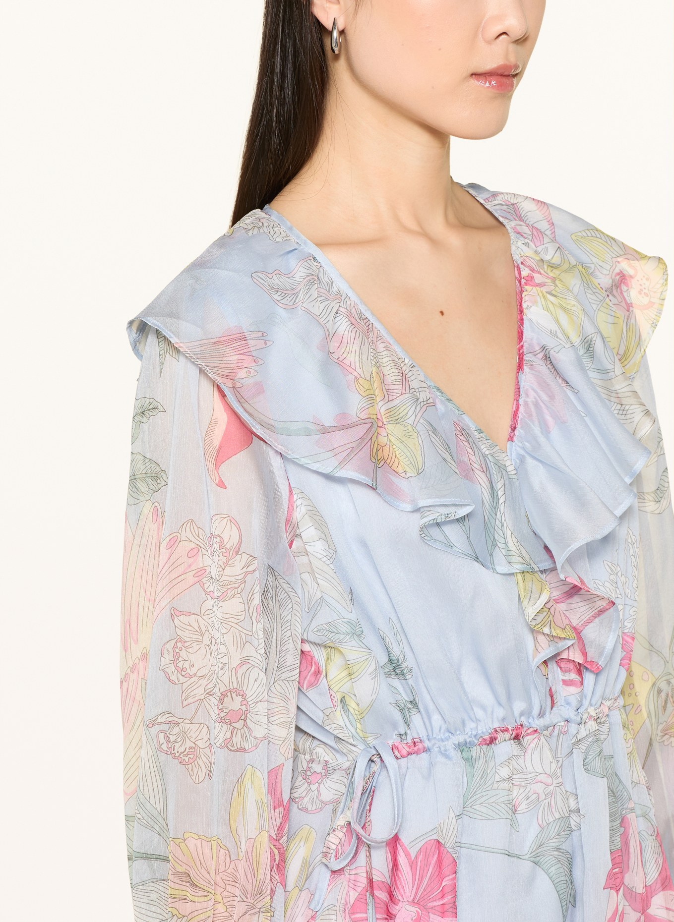 comma Kleid mit Volants: HELLBLAU / PINK / HELLGRÜN