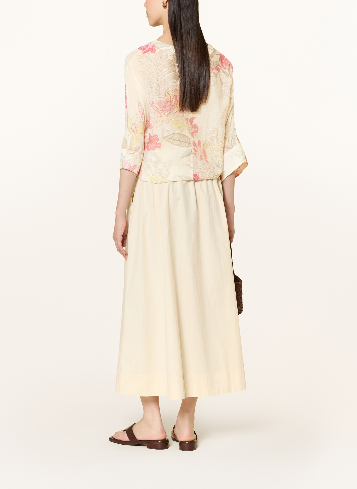 comma Bluse mit 3/4-Arm: CREME / PINK / HELLGRÜN