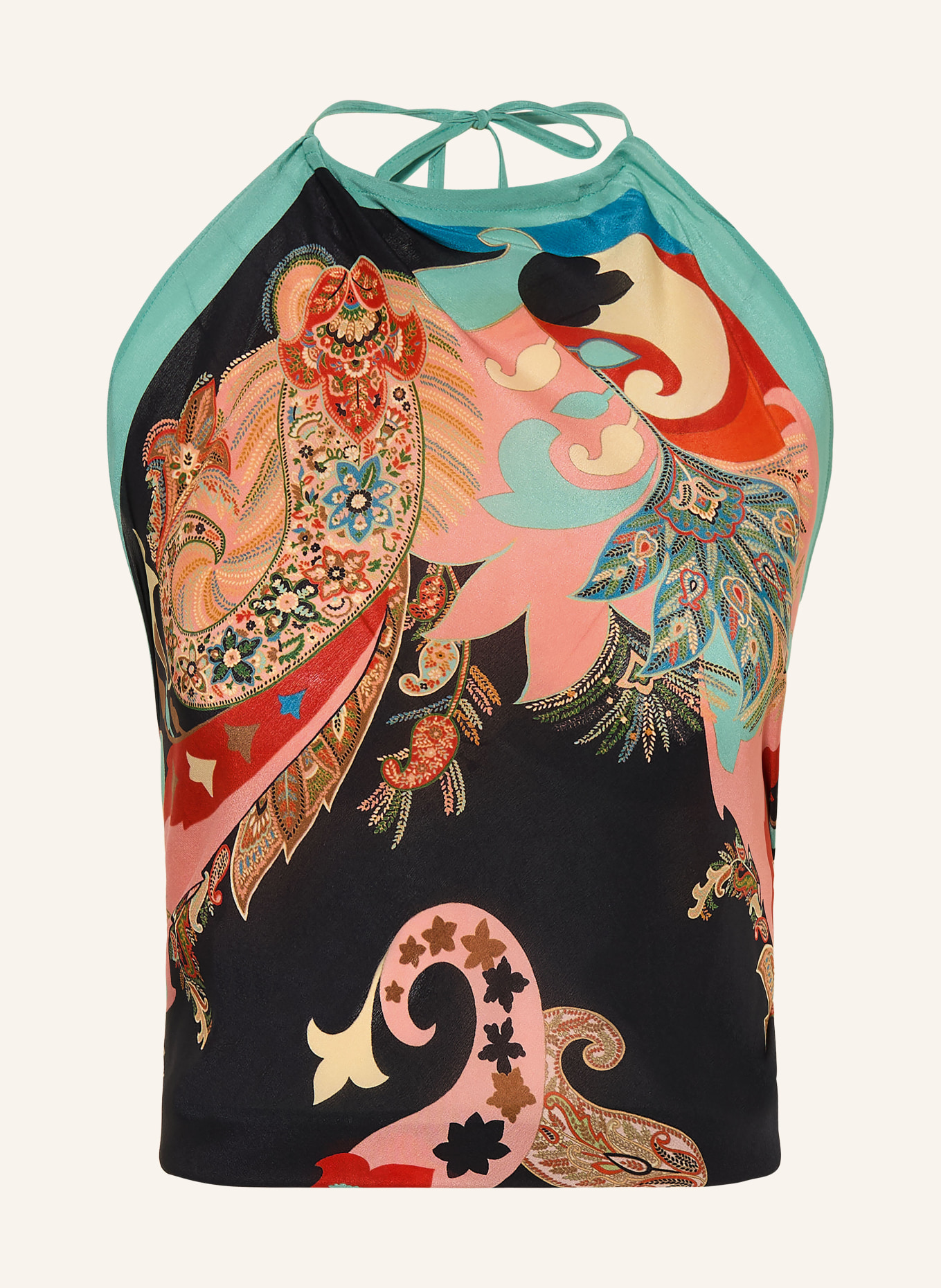 ETRO Zijden topje: TURQUOISE / ZALM / ZWART