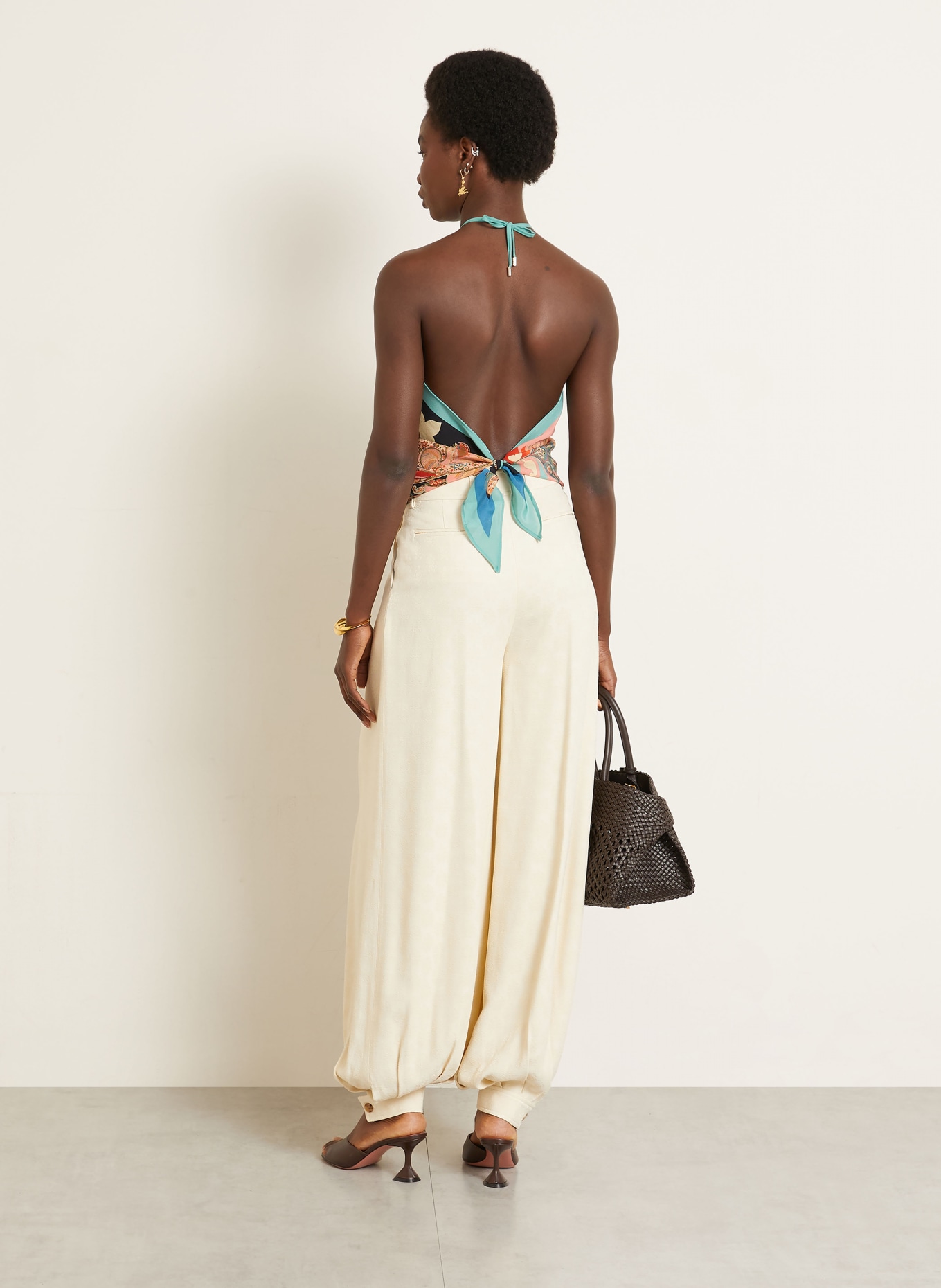 ETRO Zijden topje: TURQUOISE / ZALM / ZWART