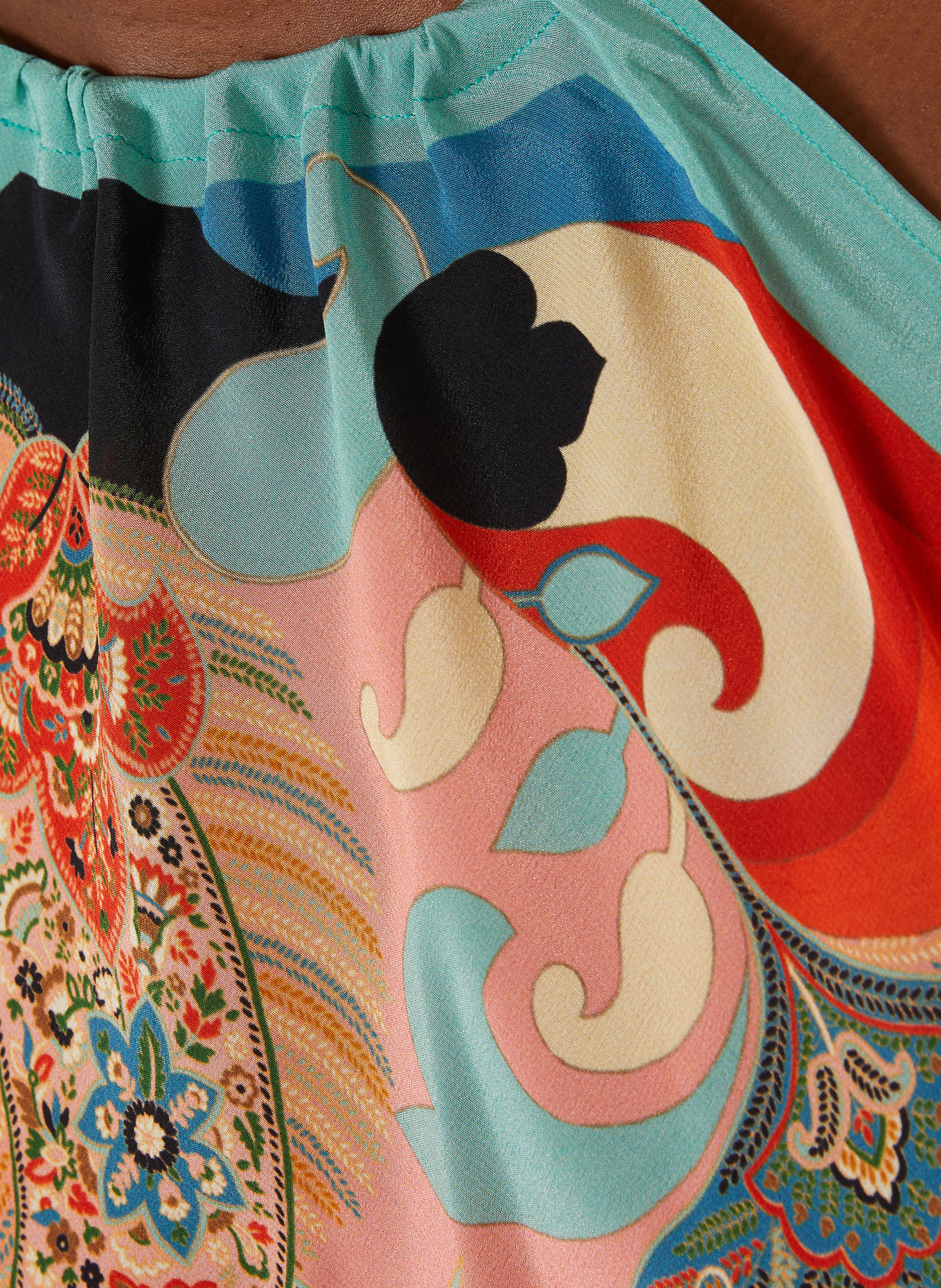 ETRO Zijden topje: TURQUOISE / ZALM / ZWART