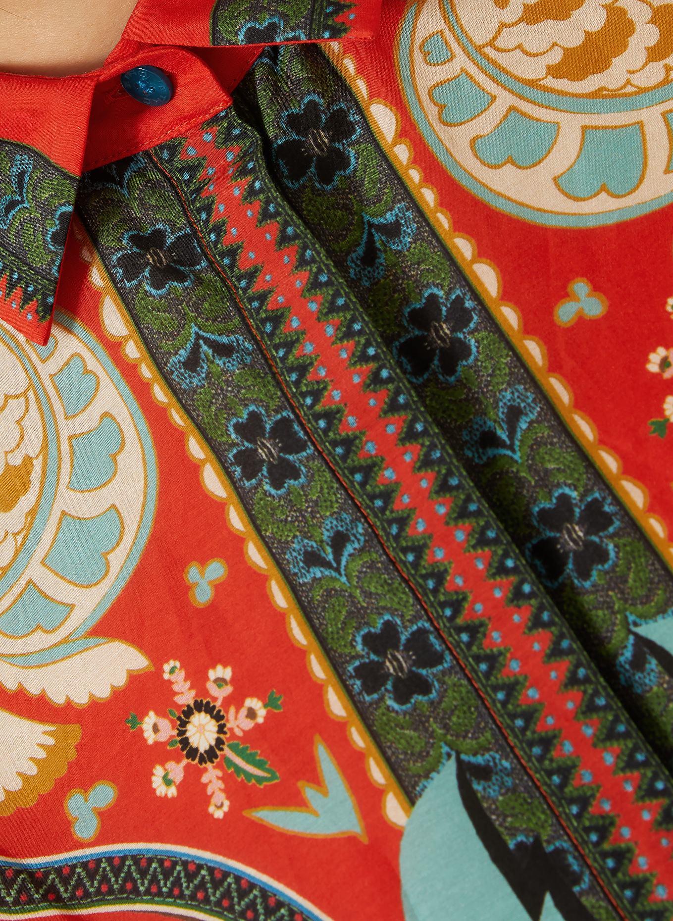 ETRO Hemdbluse mit Seide: BLAU / HELLROT / ROT