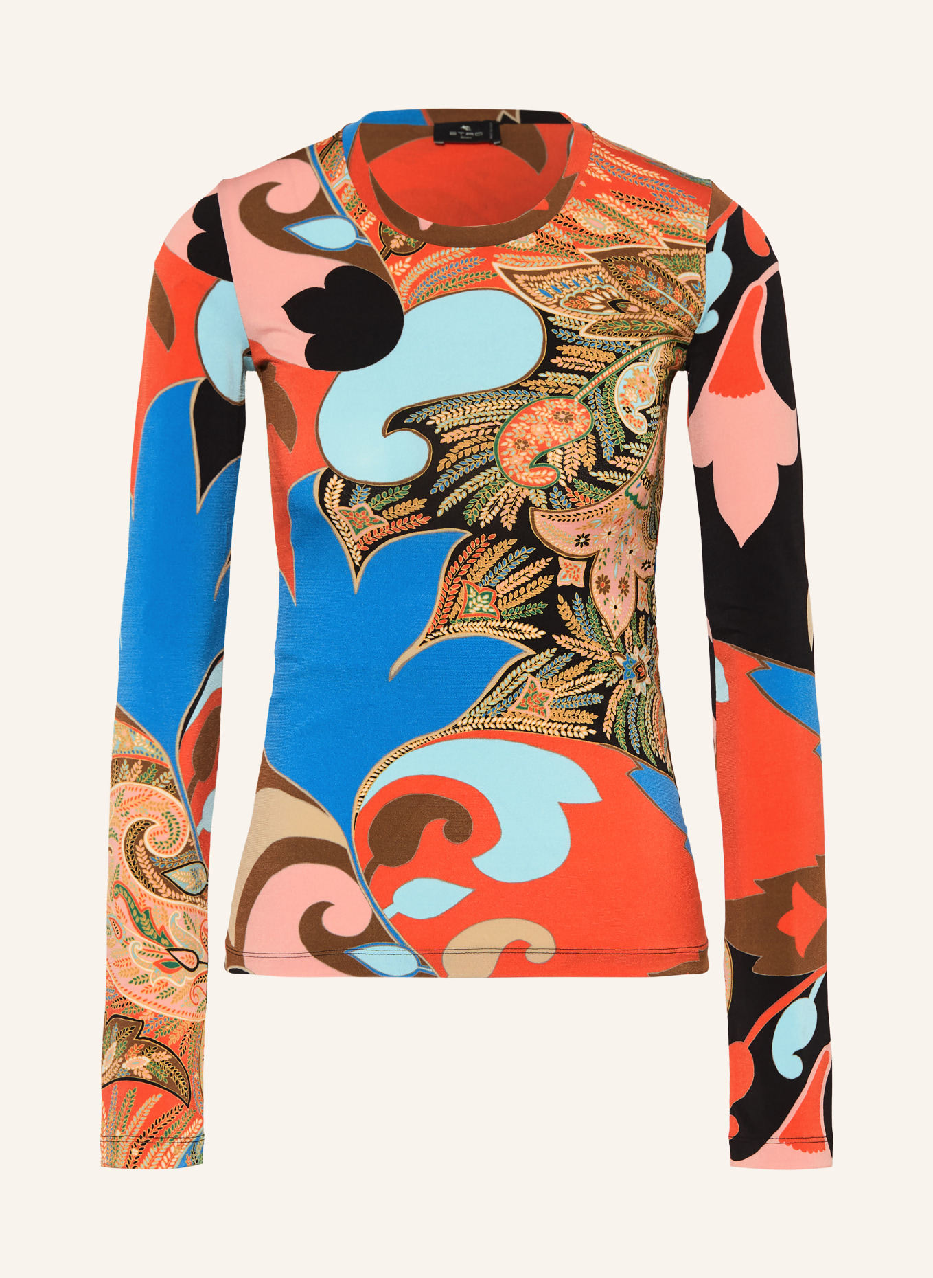 ETRO Longsleeve: ORANJE / TURQUOISE / BLAUW