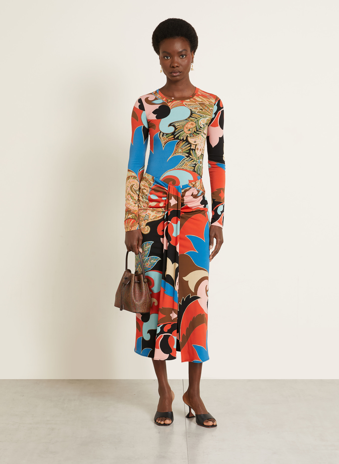 ETRO Longsleeve: ORANJE / TURQUOISE / BLAUW