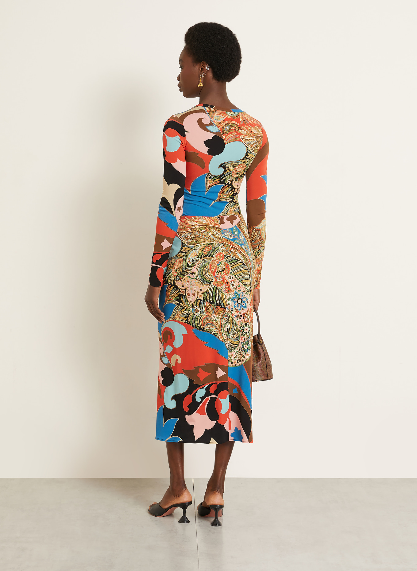 ETRO Longsleeve: ORANJE / TURQUOISE / BLAUW