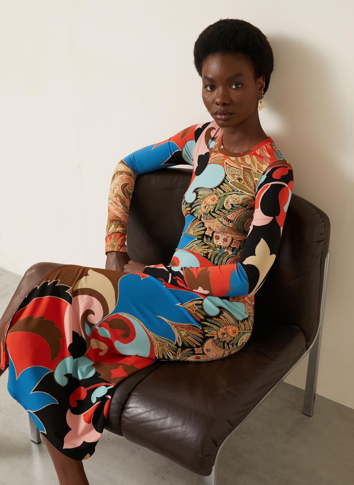 ETRO Longsleeve: ORANJE / TURQUOISE / BLAUW