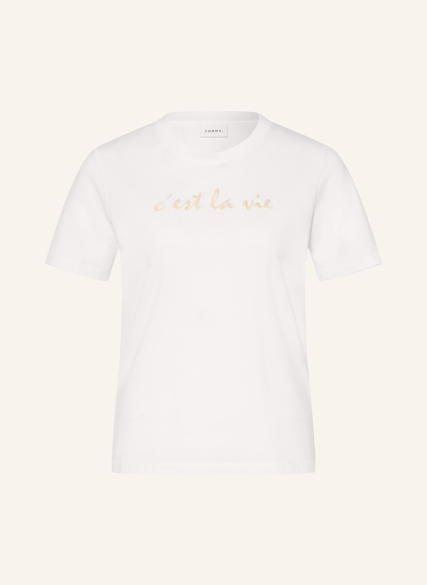 comma T-Shirt: WEISS / BEIGE