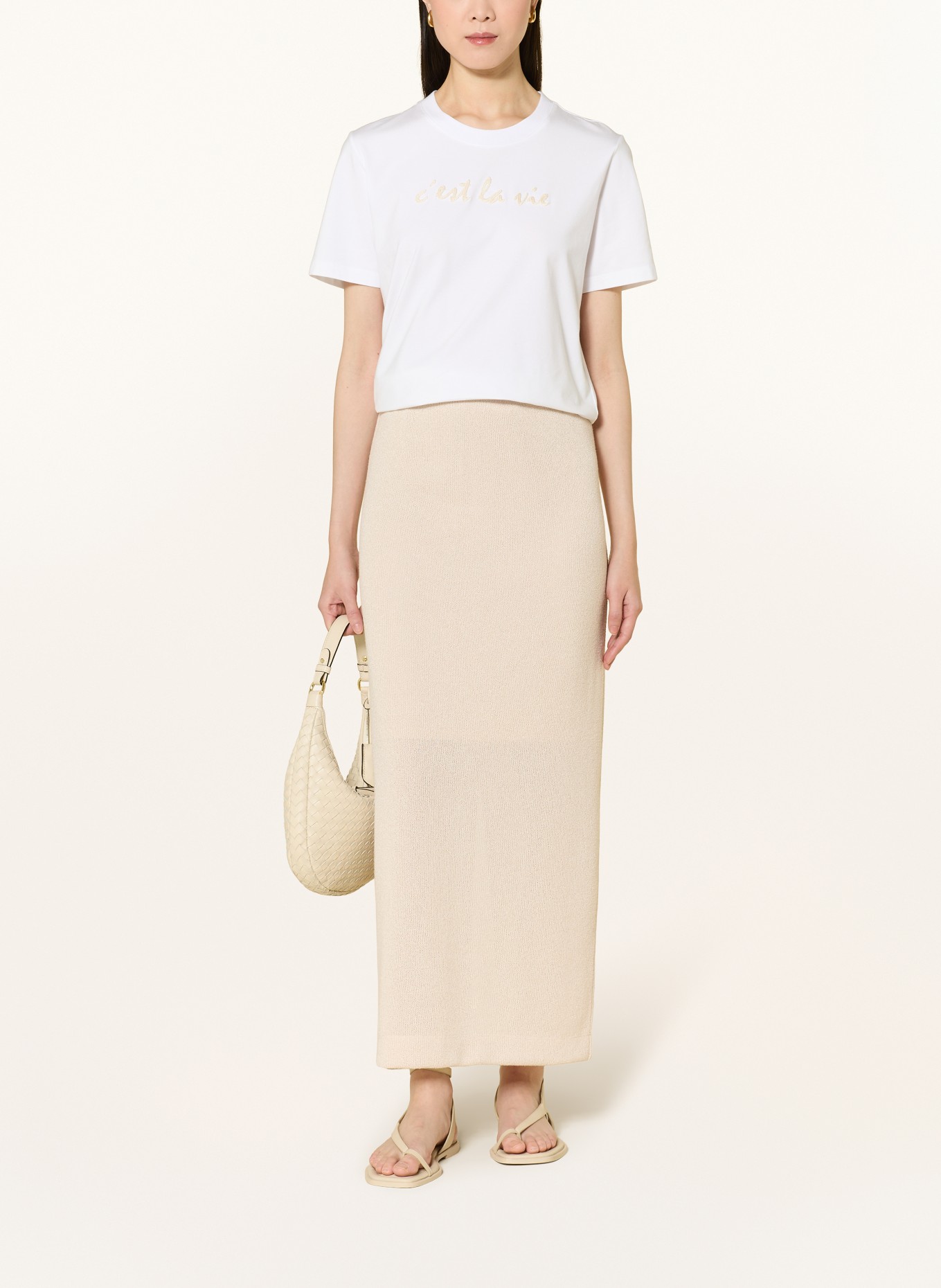 comma T-Shirt: WEISS / BEIGE