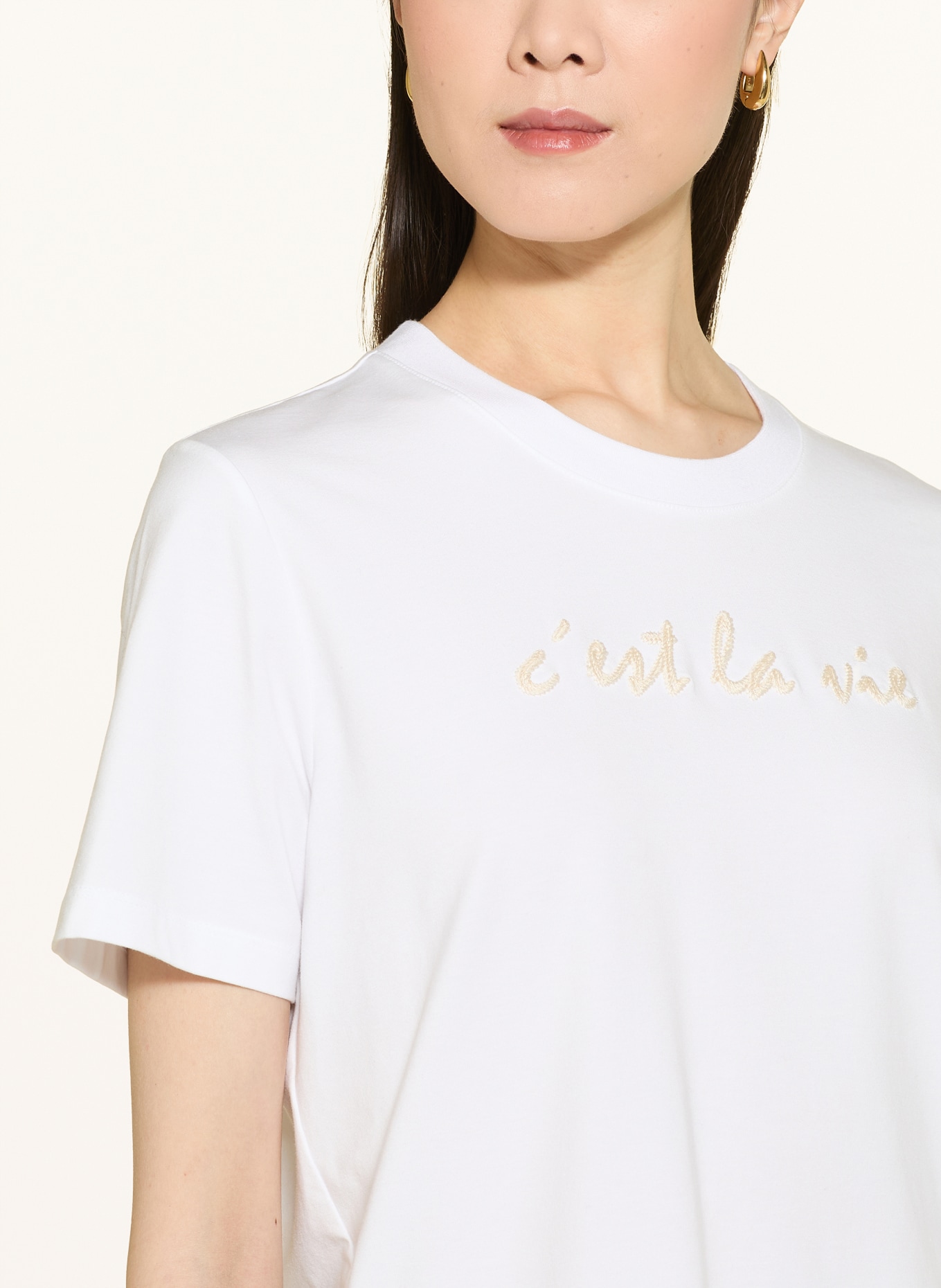 comma T-Shirt: WEISS / BEIGE