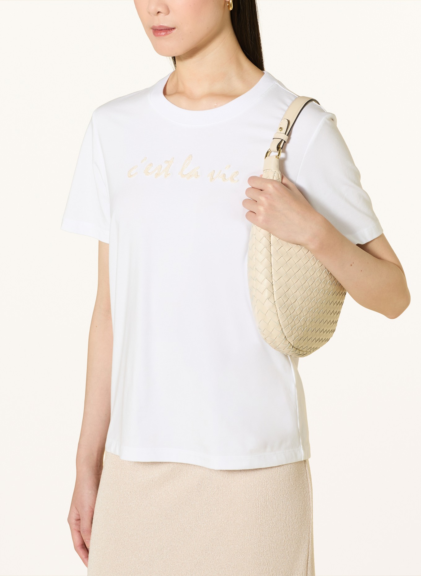 comma T-Shirt: WEISS / BEIGE