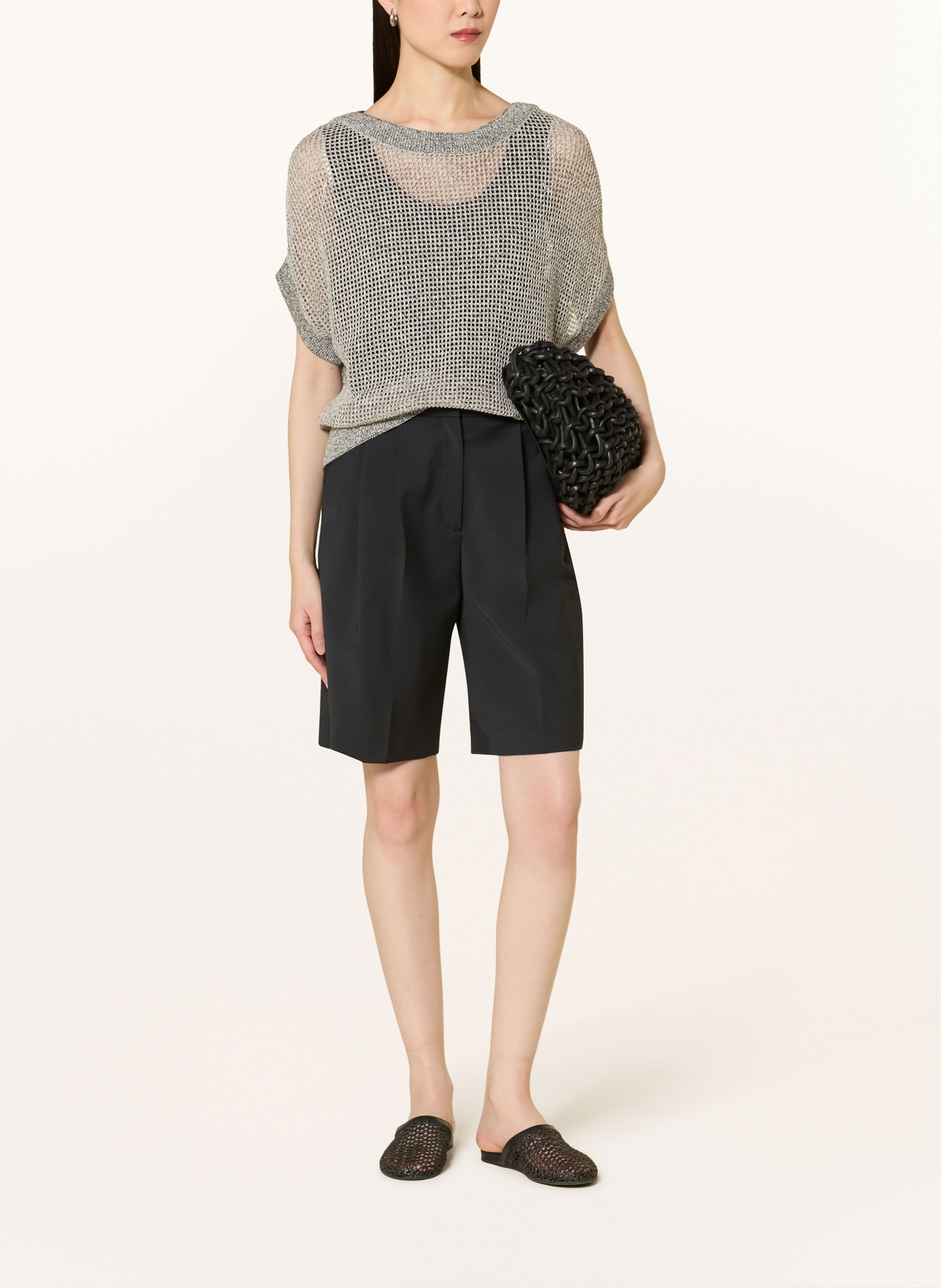 comma Strickshirt: GRAU / SCHWARZ