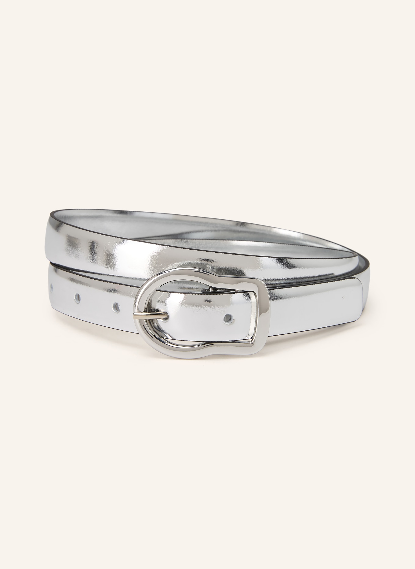 DOROTHEE SCHUMACHER Ceinture en cuir MIRROR SHINE: ARGENT