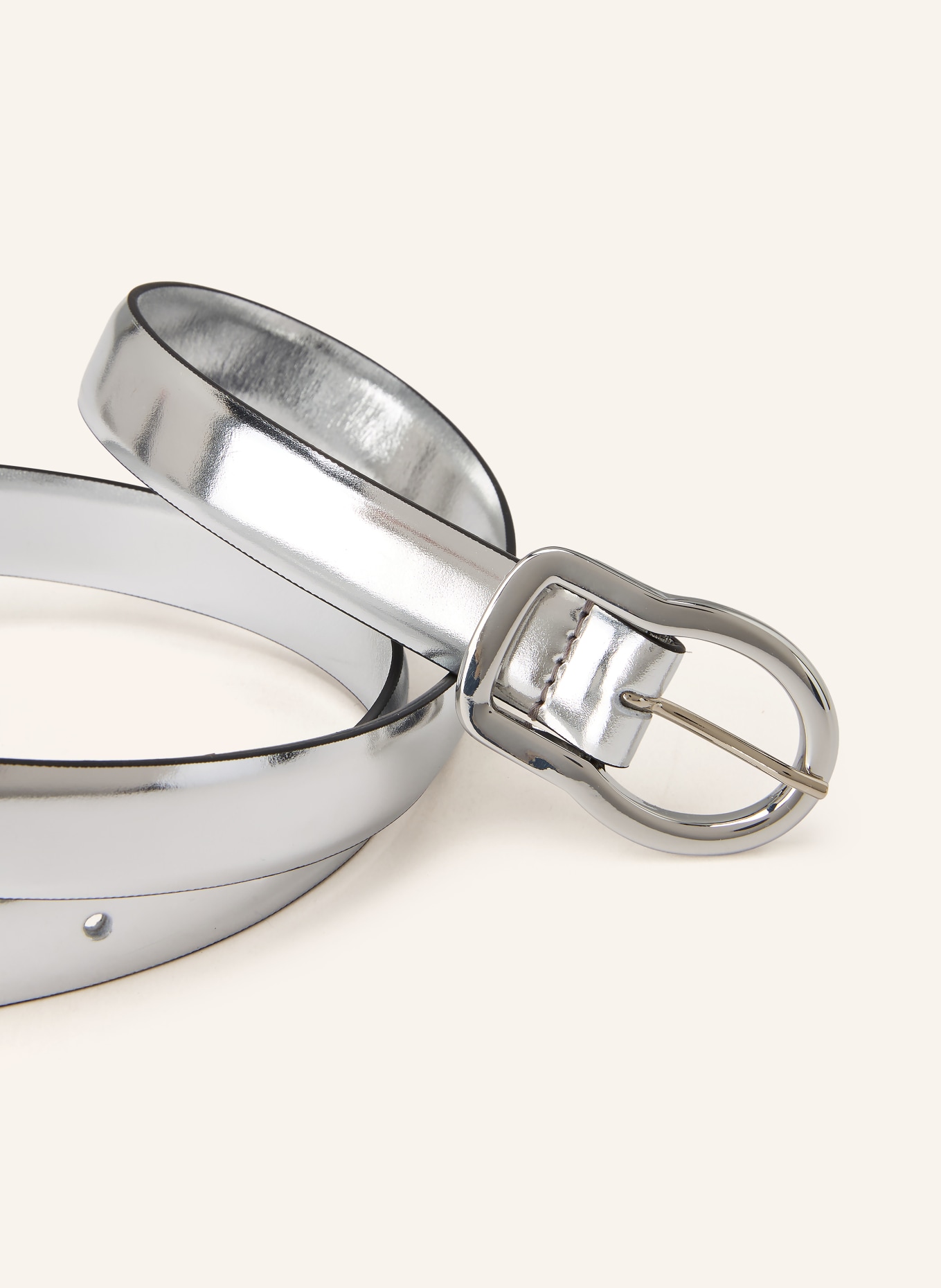 DOROTHEE SCHUMACHER Ceinture en cuir MIRROR SHINE: ARGENT