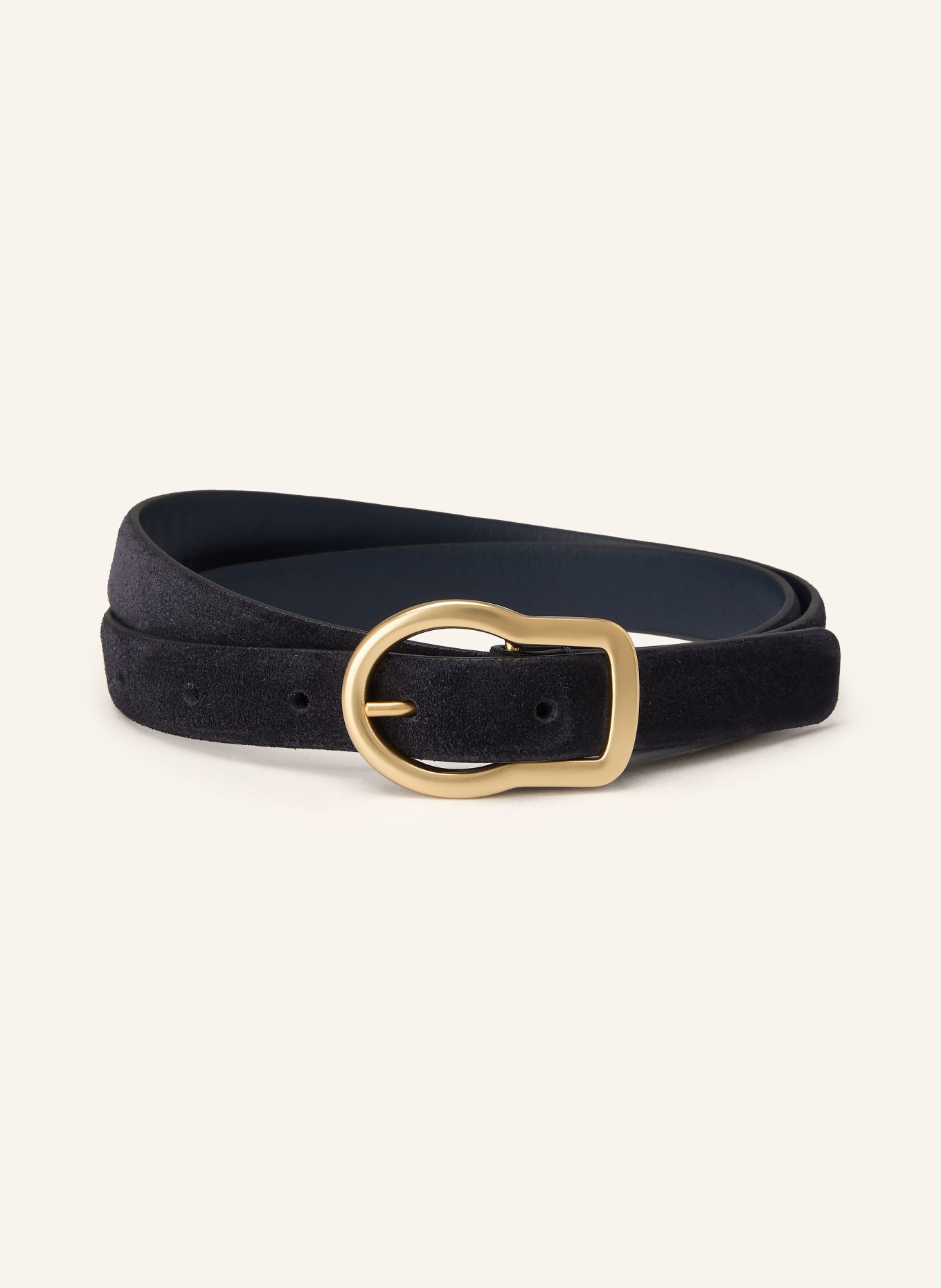 DOROTHEE SCHUMACHER Ceinture en cuir SUEDE SENSATION: BLEU FONCÉ / OR