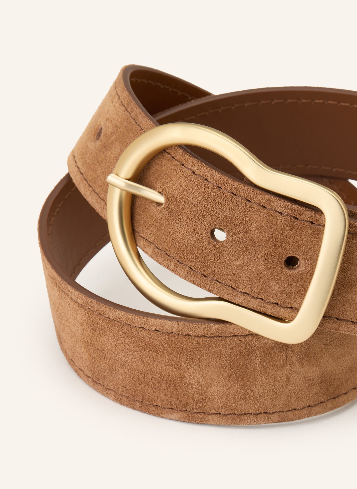 DOROTHEE SCHUMACHER Leather belt SUEDE SENSATION: LIGHT BROWN / GOLD