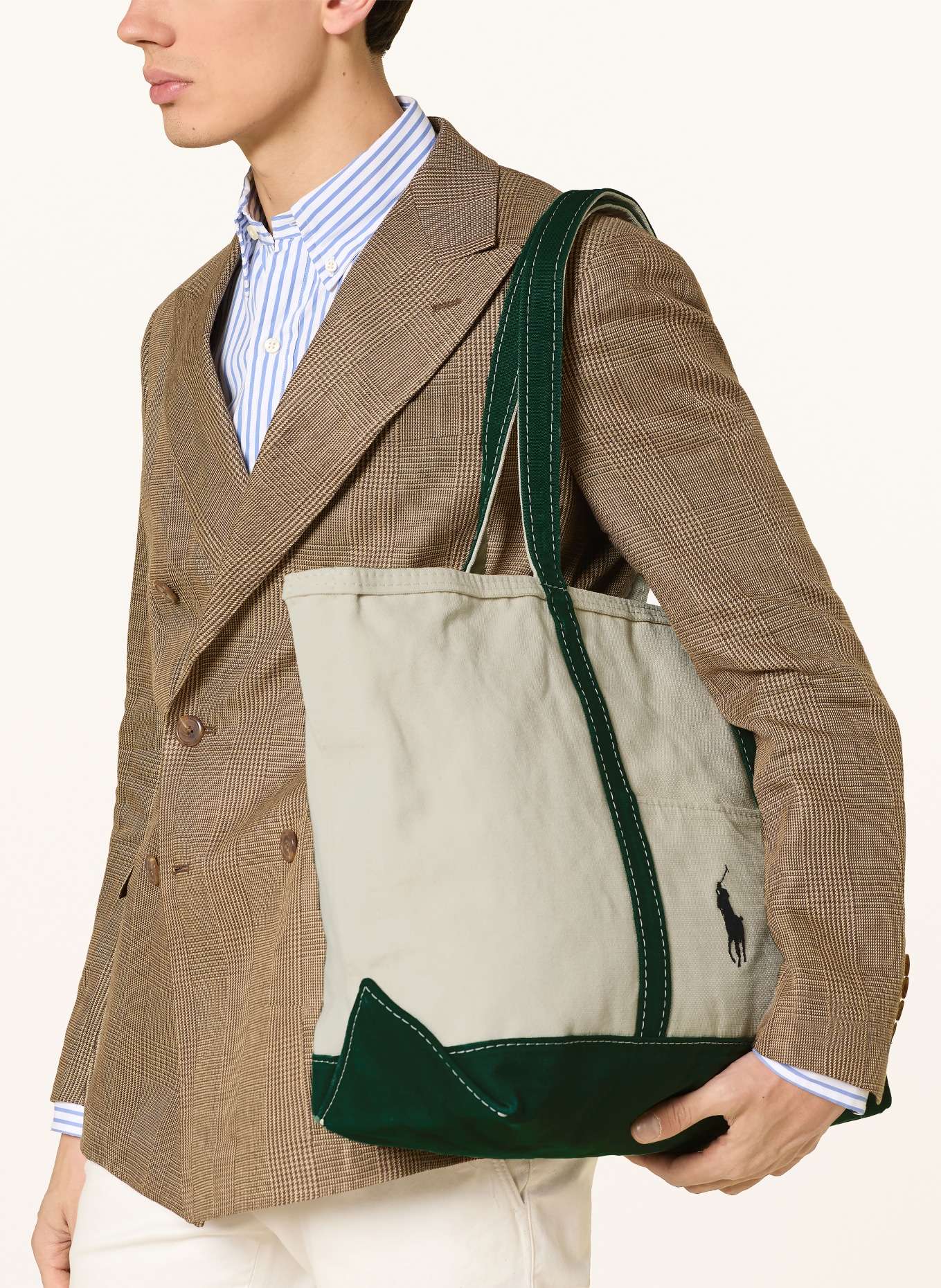 POLO RALPH LAUREN boodschappentas: CRÈME / GROEN