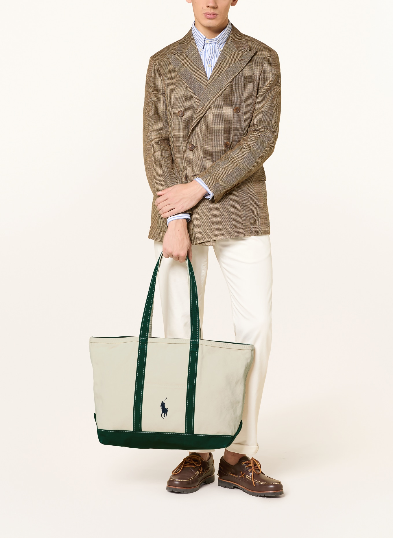 POLO RALPH LAUREN boodschappentas: CRÈME / GROEN