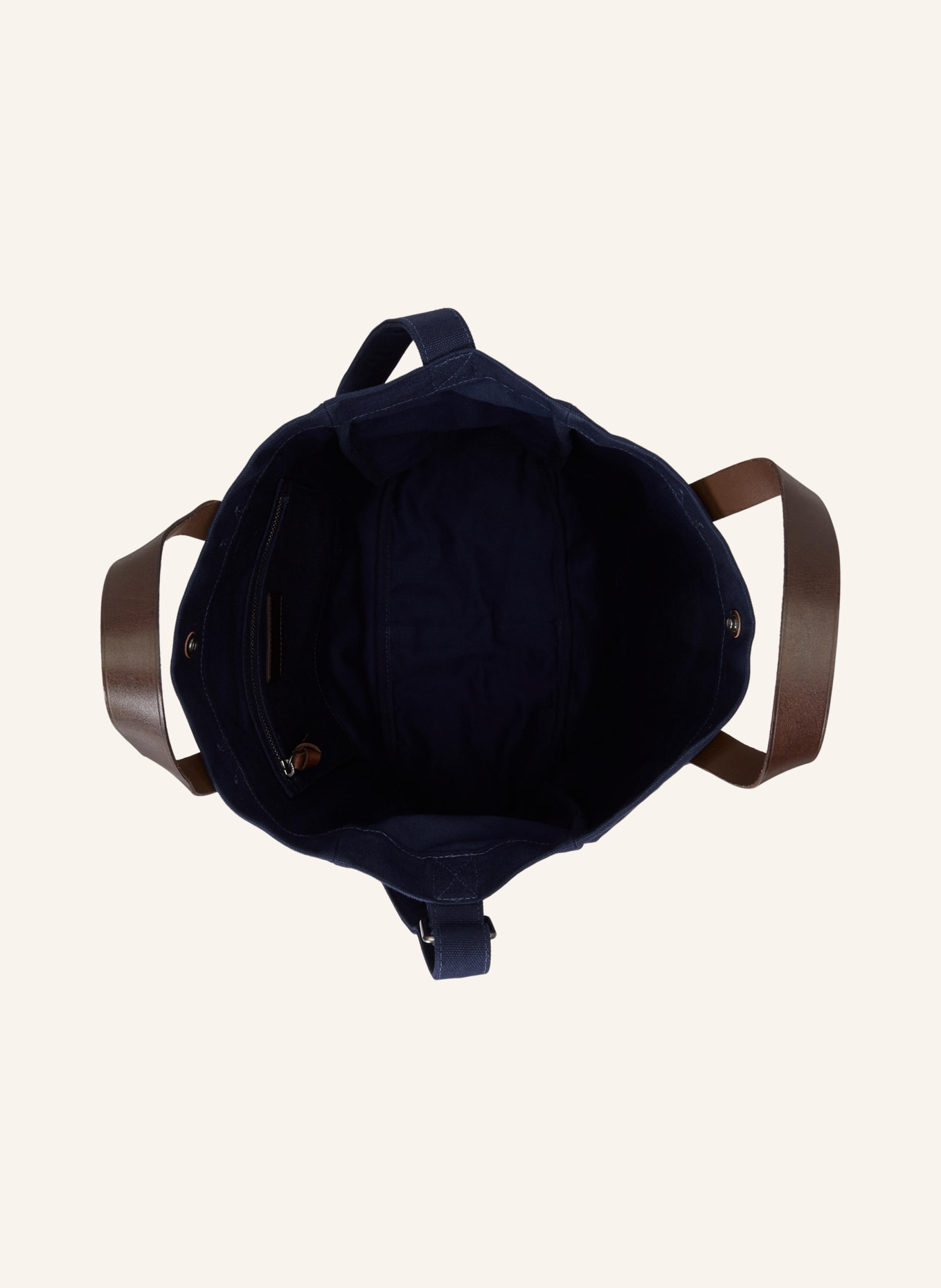 POLO RALPH LAUREN Nákupní taška: TMAVĚ MODRÁ / TMAVĚ HNĚDÁ / ČERVENÁ