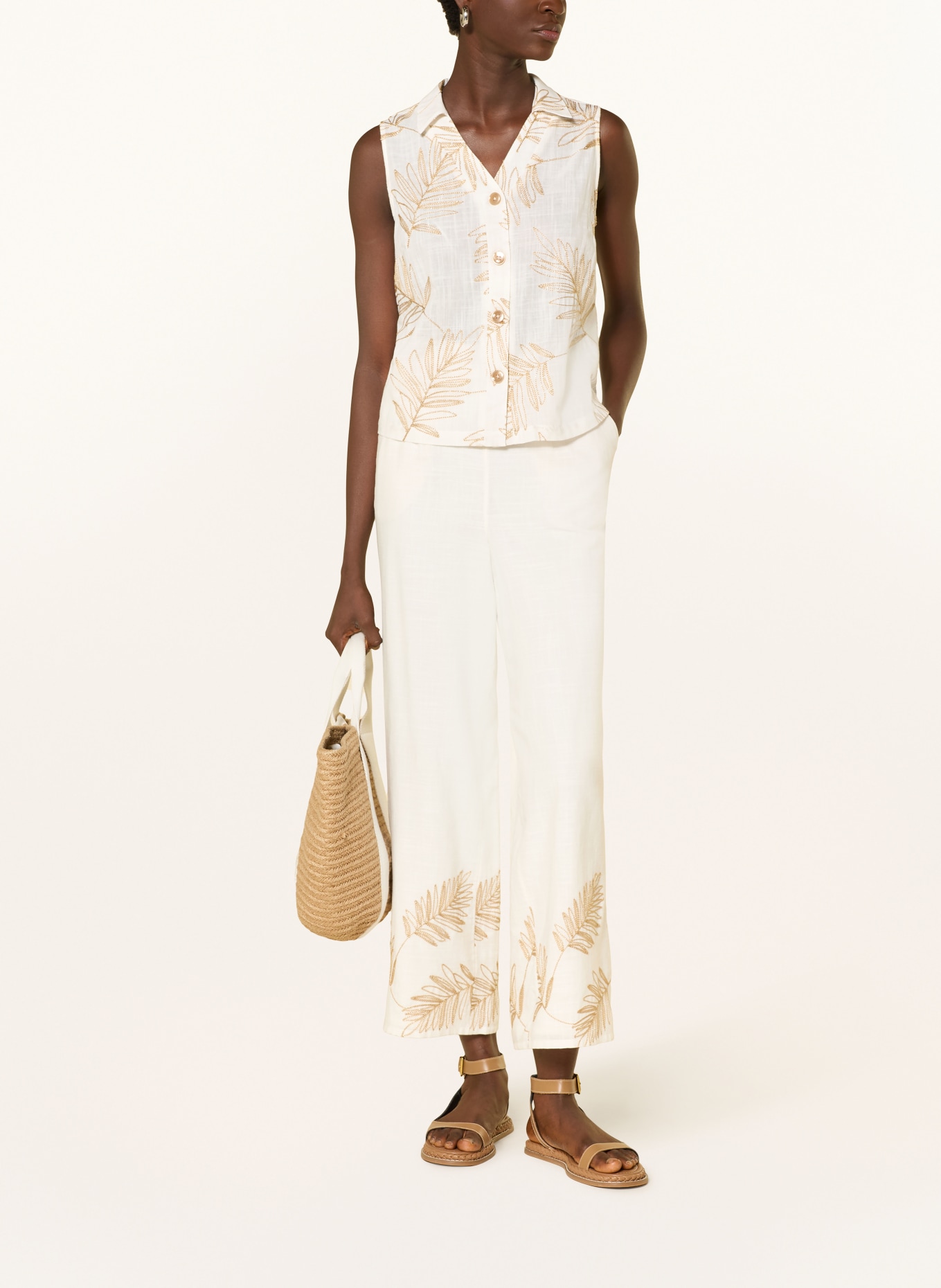 s.Oliver BLACK LABEL Culotte mit Glitzergarn: ECRU / SILBER / BEIGE