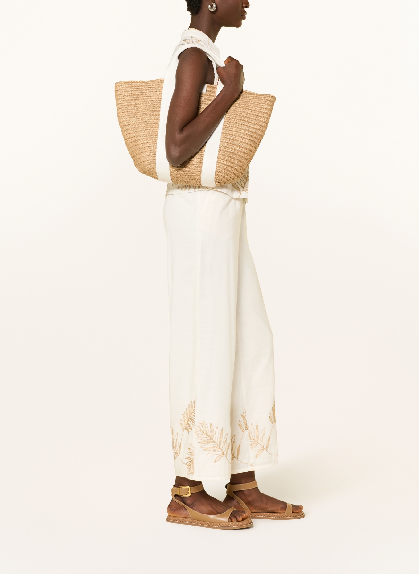 s.Oliver BLACK LABEL Culotte mit Glitzergarn: ECRU / SILBER / BEIGE