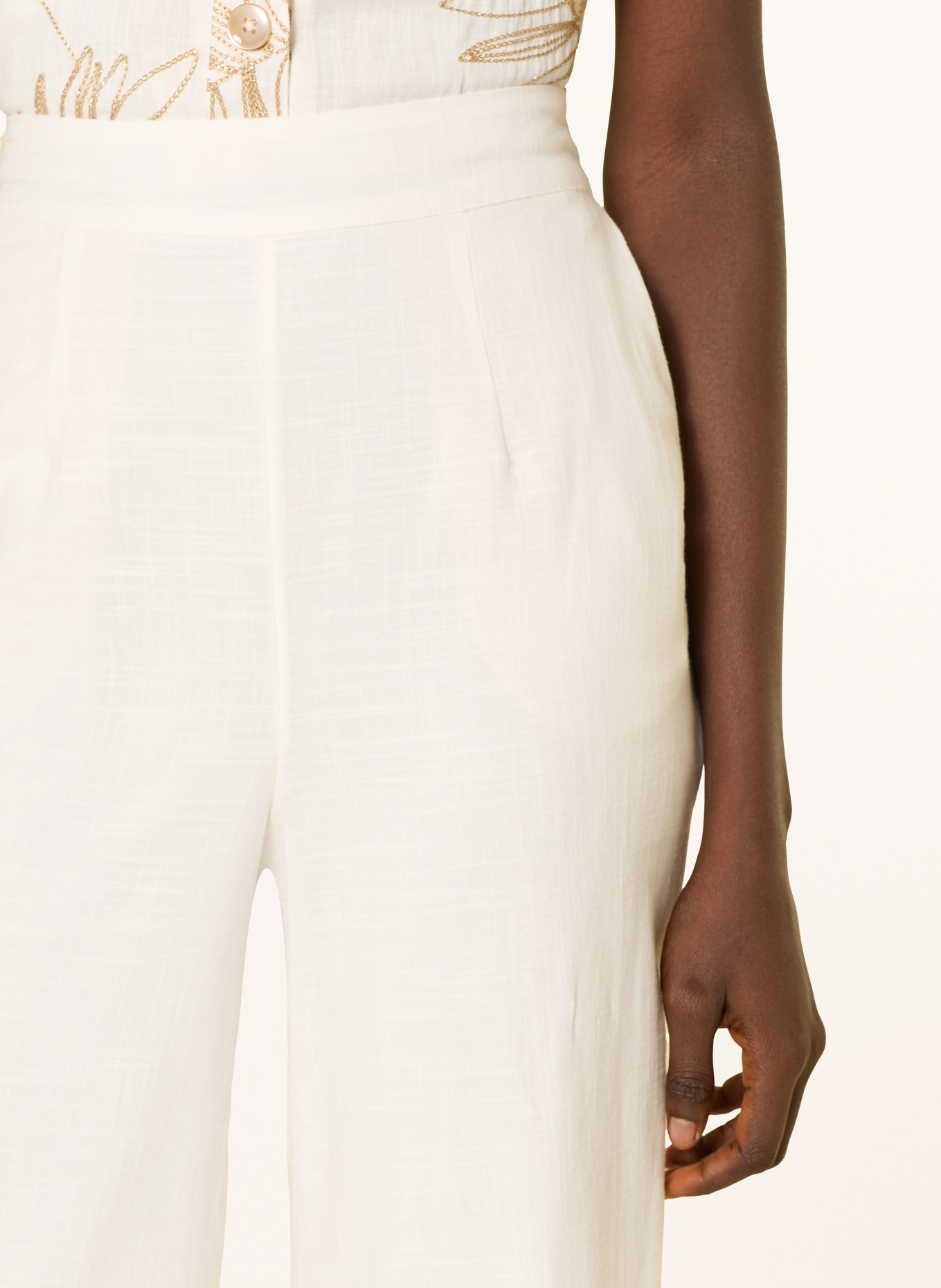 s.Oliver BLACK LABEL Culotte mit Glitzergarn: ECRU / SILBER / BEIGE