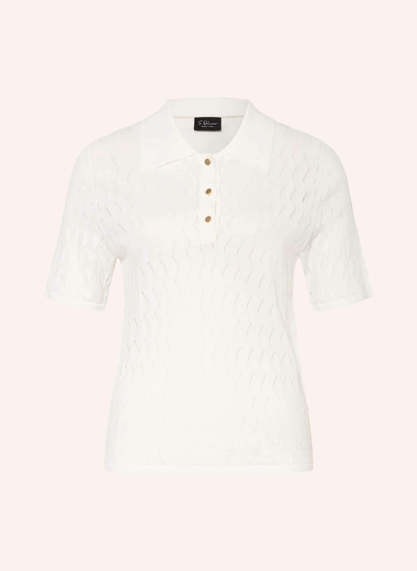 s.Oliver BLACK LABEL Strick-Poloshirt: ECRU / GOLD