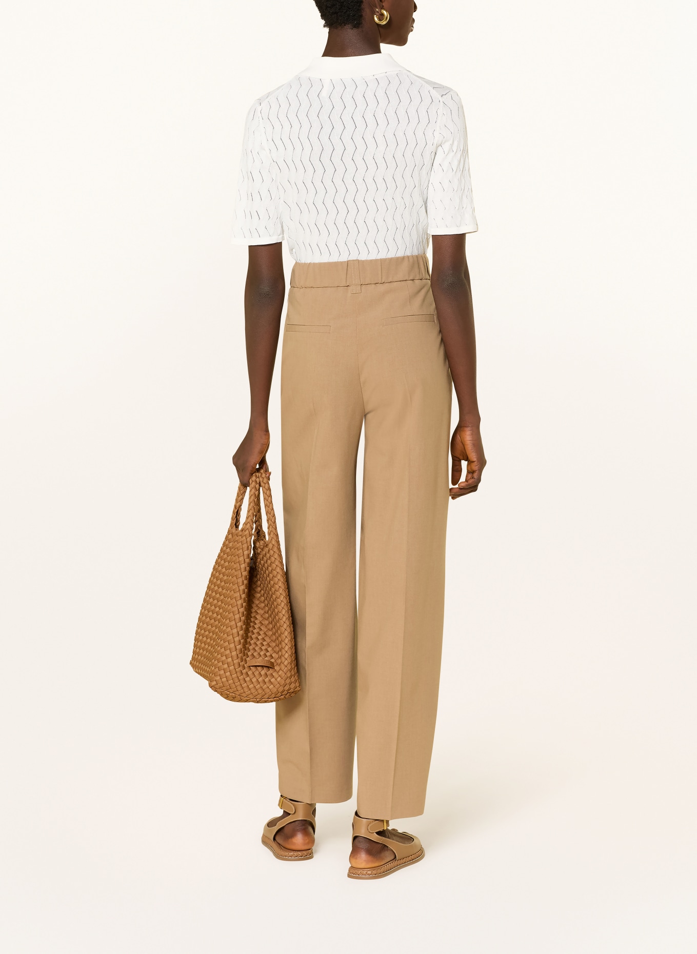 s.Oliver BLACK LABEL Strick-Poloshirt: ECRU / GOLD