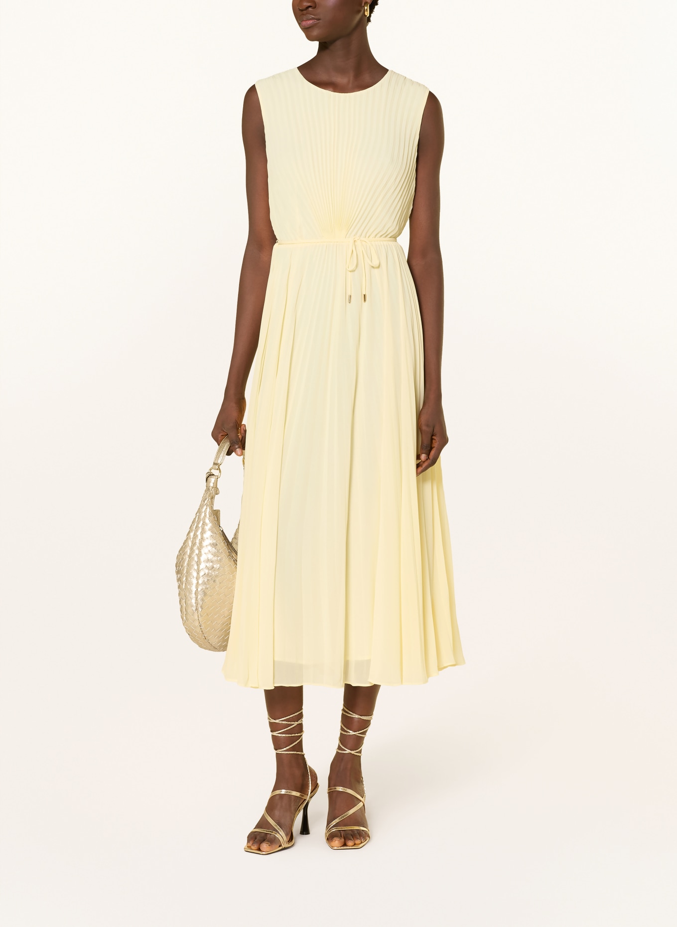 s.Oliver BLACK LABEL Plisseekleid: HELLGELB