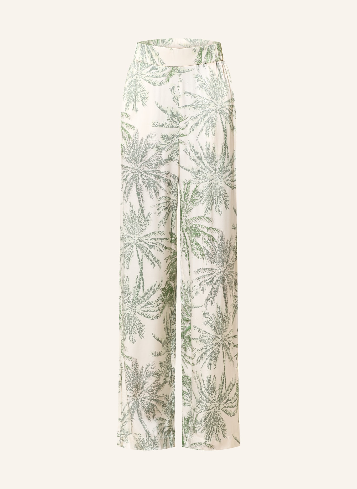 s.Oliver BLACK LABEL Marlenehose aus Satin: GRÜN / CREME / DUNKELGRÜN