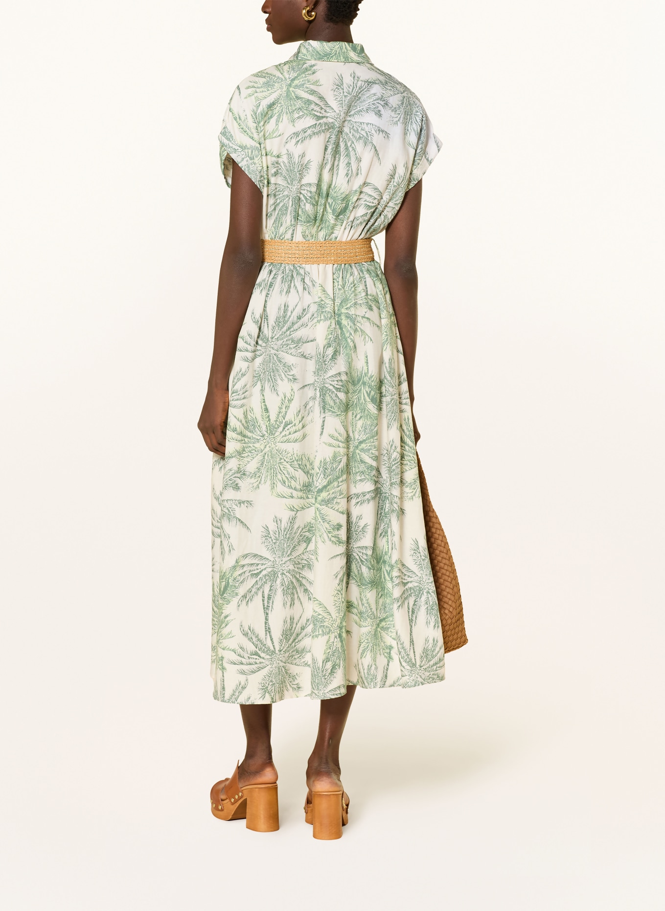 s.Oliver BLACK LABEL Hemdblusenkleid: GRÜN / ECRU / DUNKELGRÜN