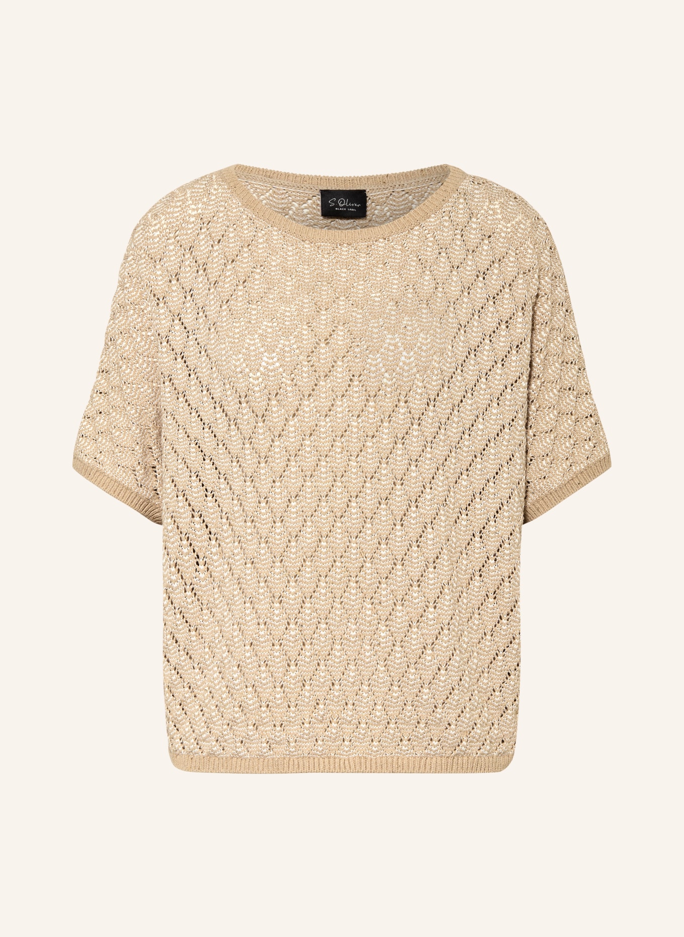 s.Oliver BLACK LABEL Strickshirt mit Pailletten: HELLBRAUN / ECRU