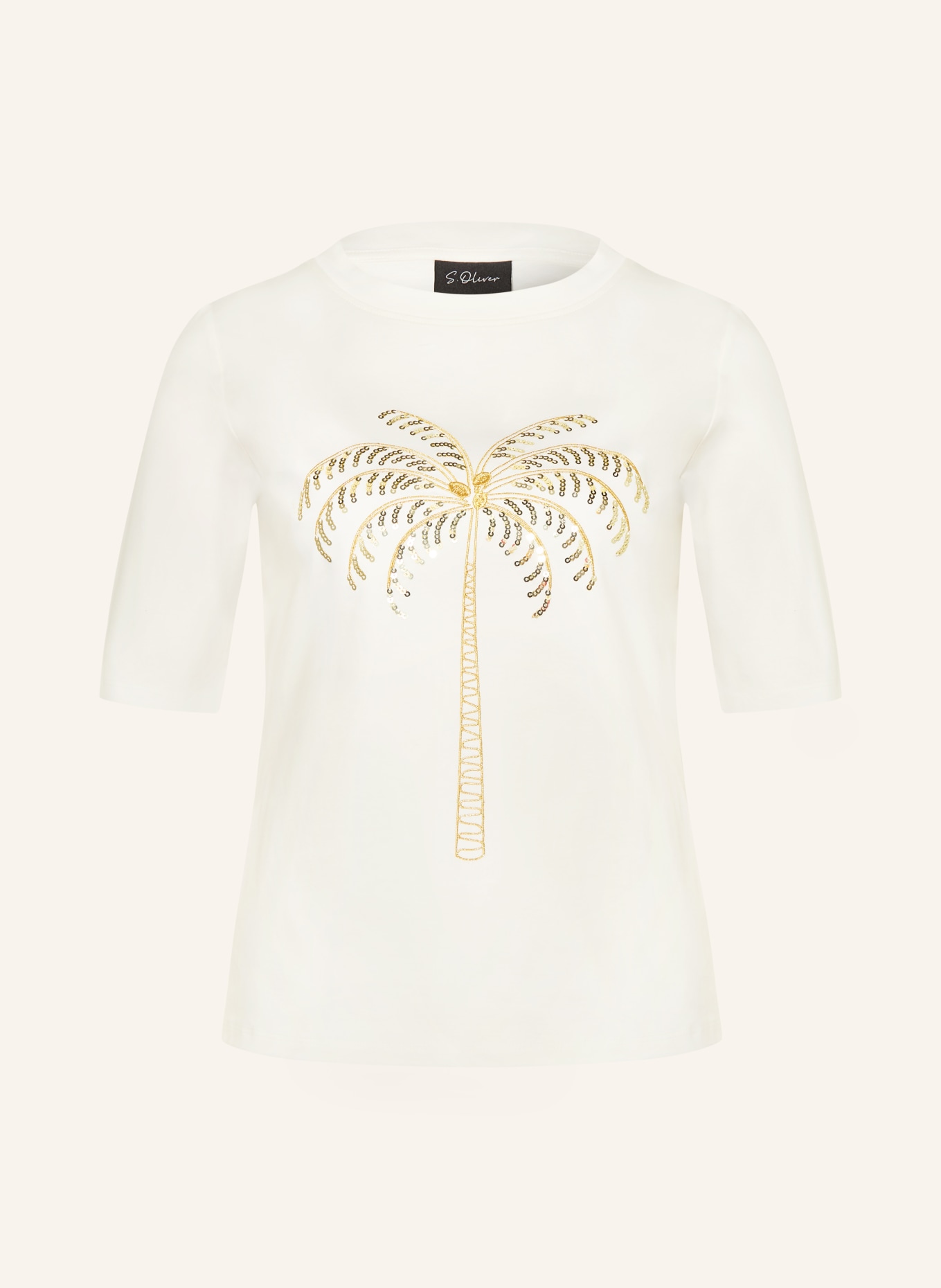 s.Oliver BLACK LABEL T-Shirt mit Pailletten: ECRU / GOLD