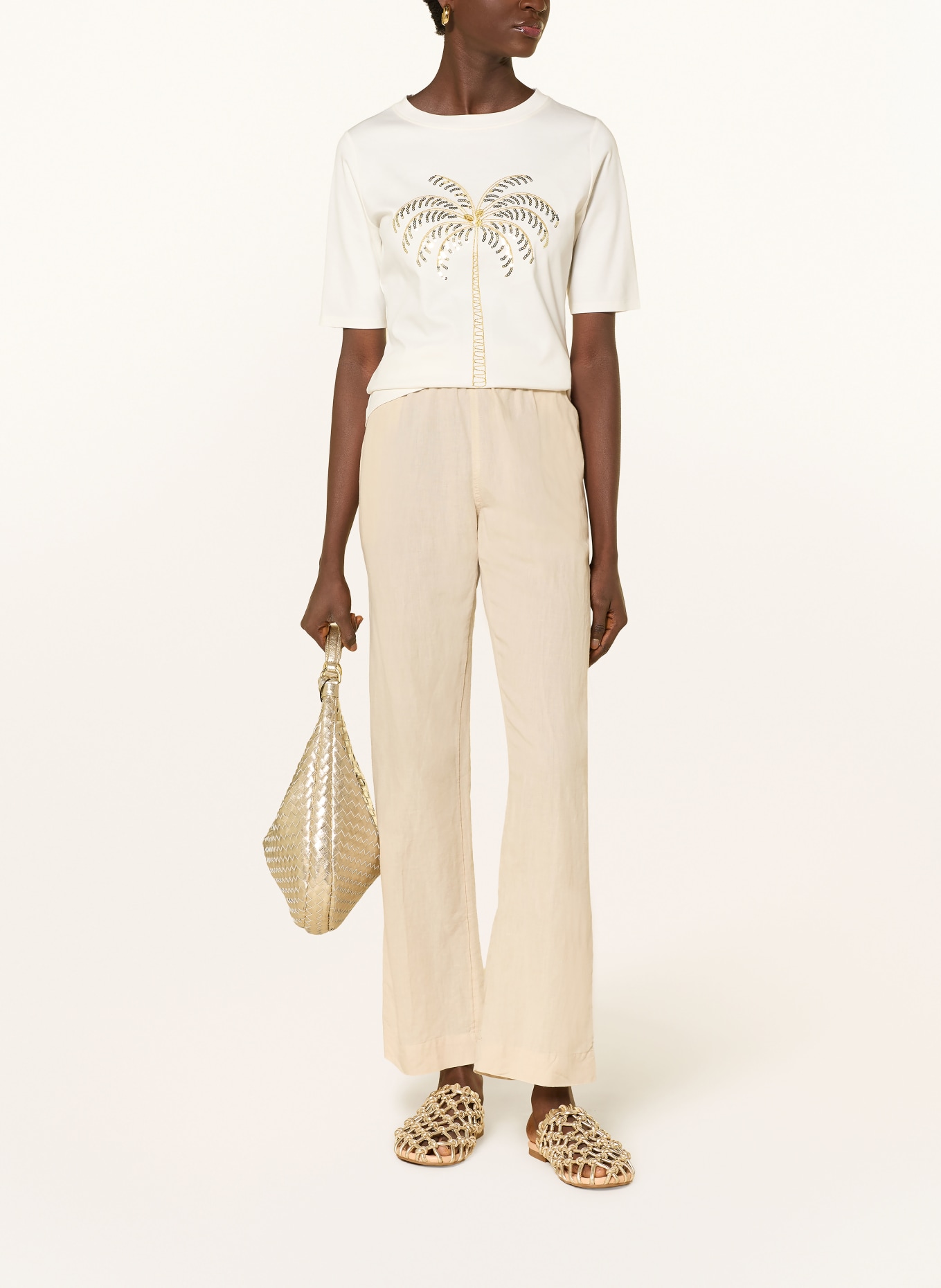 s.Oliver BLACK LABEL T-Shirt mit Pailletten: ECRU / GOLD