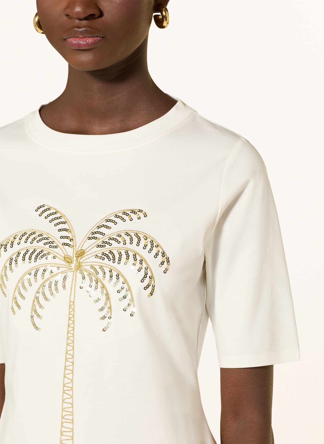 s.Oliver BLACK LABEL T-Shirt mit Pailletten: ECRU / GOLD