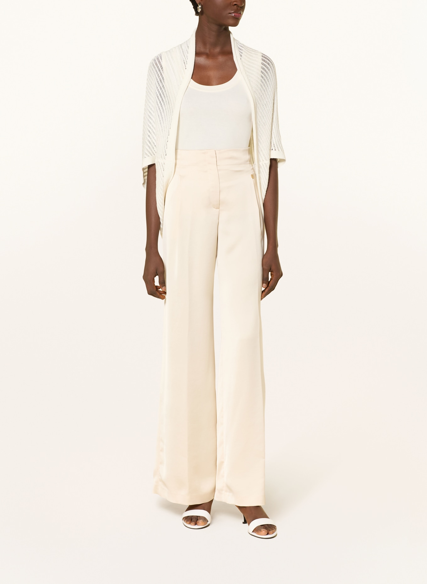 s.Oliver BLACK LABEL Gebreide hoes met pailletten en 3/4-mouwen: ECRU