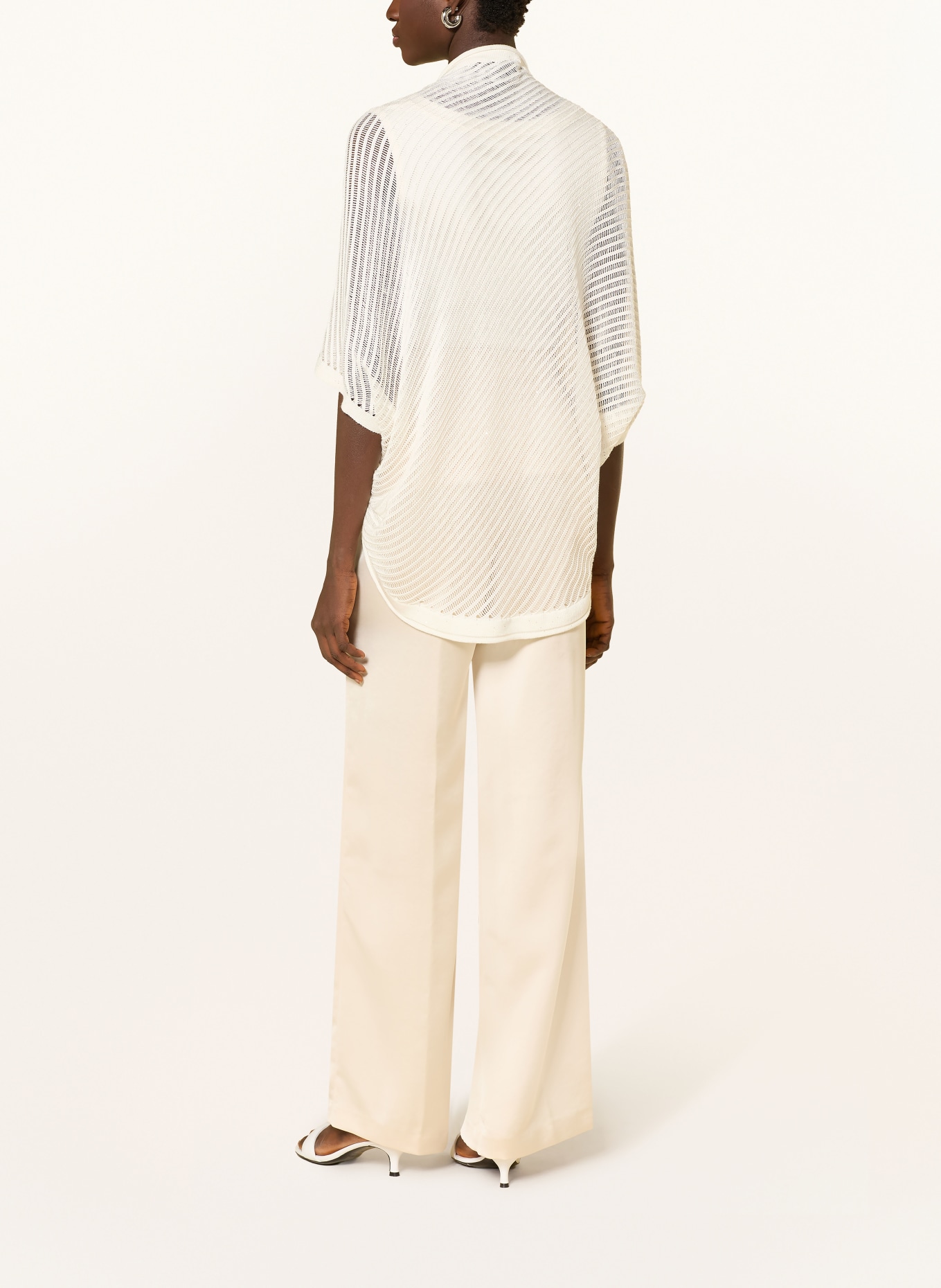 s.Oliver BLACK LABEL Gebreide hoes met pailletten en 3/4-mouwen: ECRU