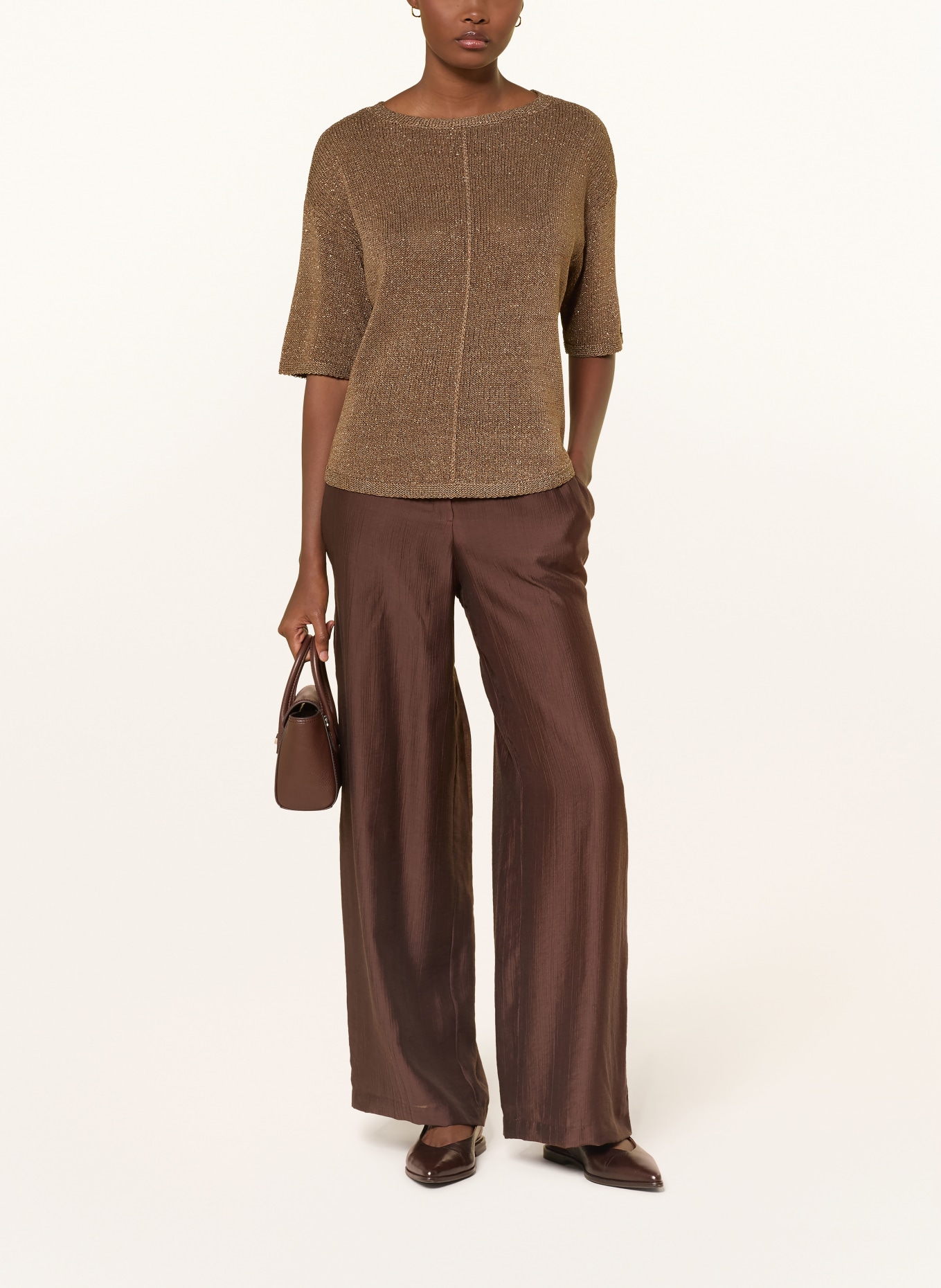 s.Oliver BLACK LABEL Strickshirt mit Glitzergarn: BRAUN