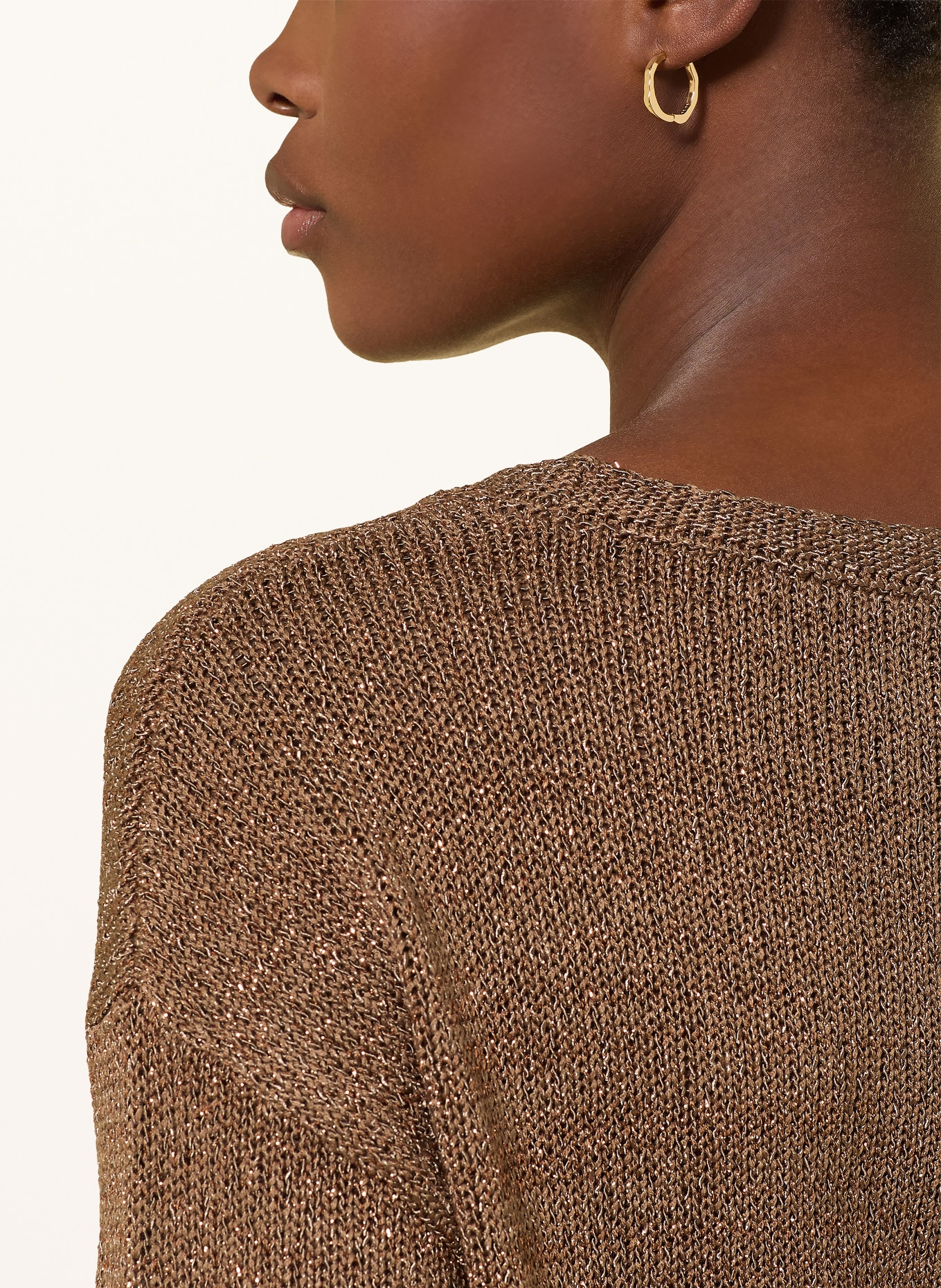 s.Oliver BLACK LABEL Strickshirt mit Glitzergarn: BRAUN