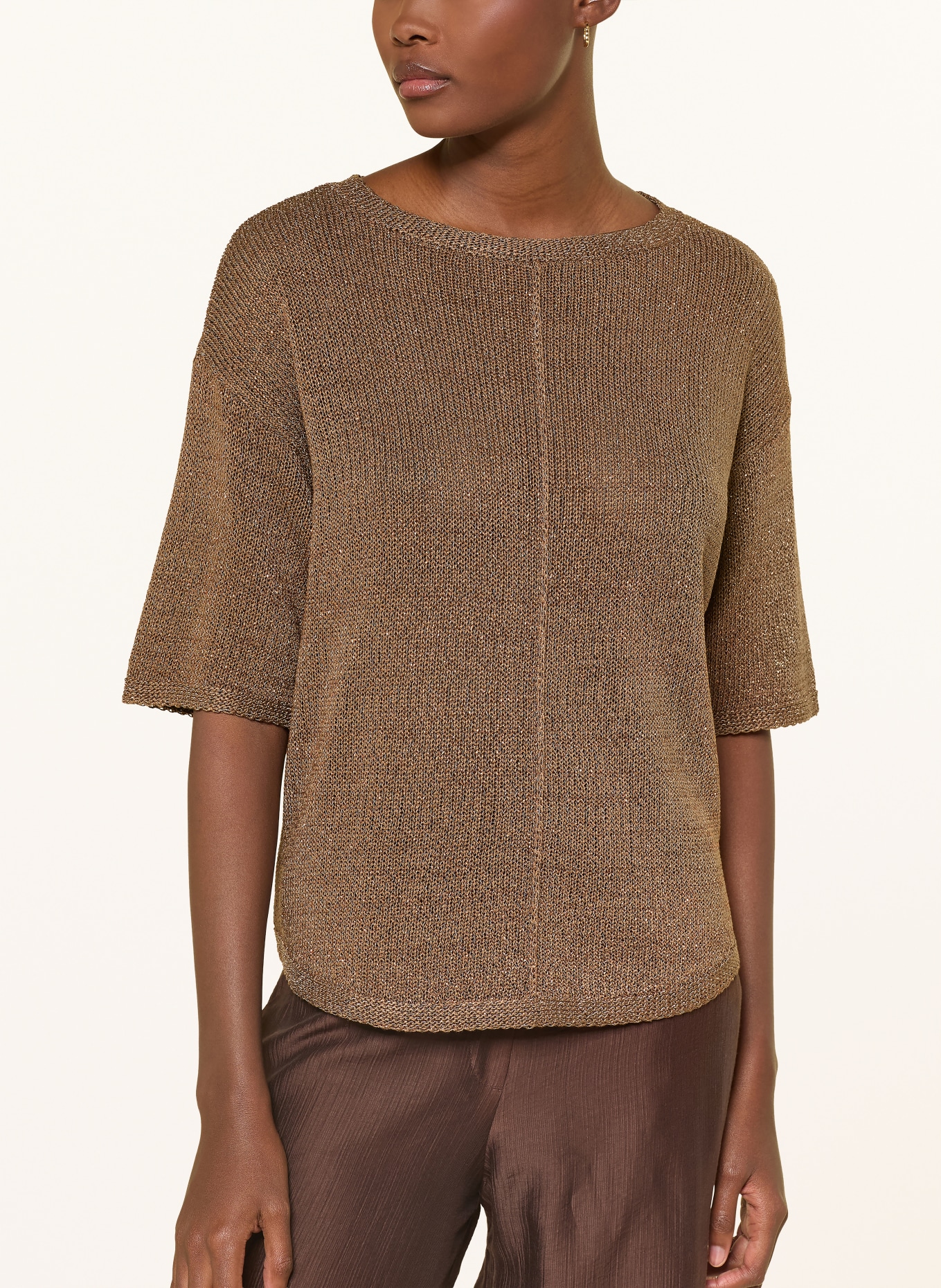 s.Oliver BLACK LABEL Strickshirt mit Glitzergarn: BRAUN