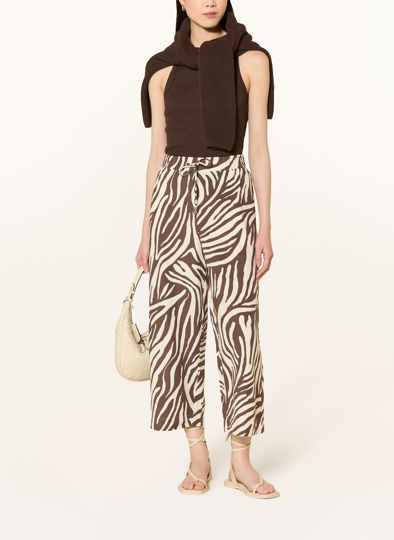 s.Oliver BLACK LABEL 7/8-Hose: BEIGE / DUNKELBRAUN