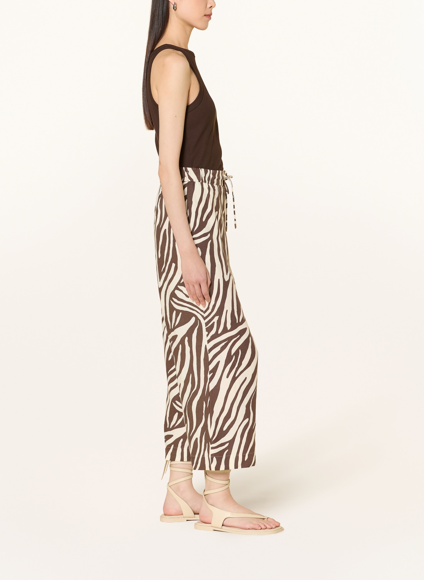 s.Oliver BLACK LABEL 7/8-Hose: BEIGE / DUNKELBRAUN