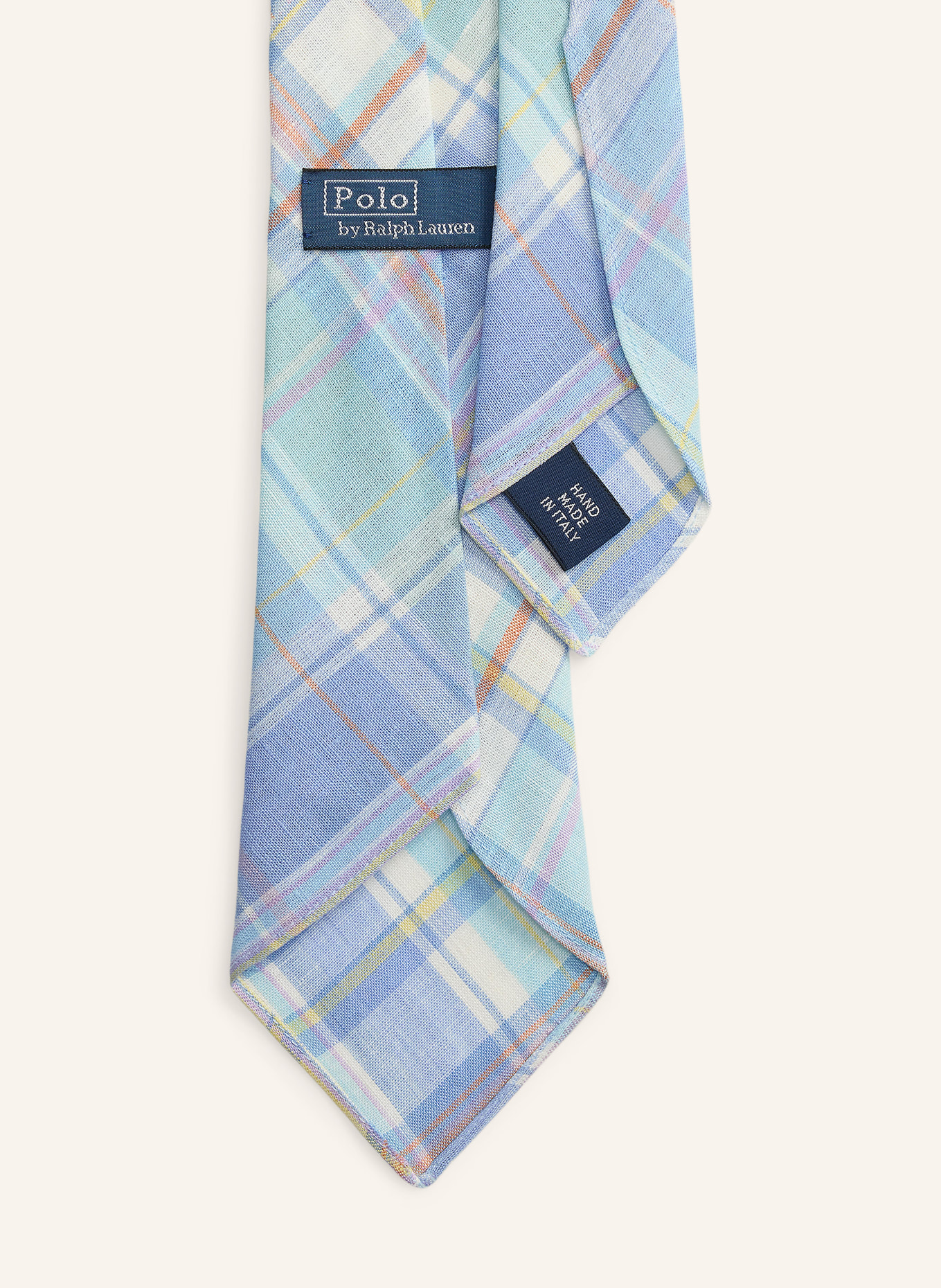 POLO RALPH LAUREN Krawatte aus Leinen: BLAUGRAU / CREME / ORANGE